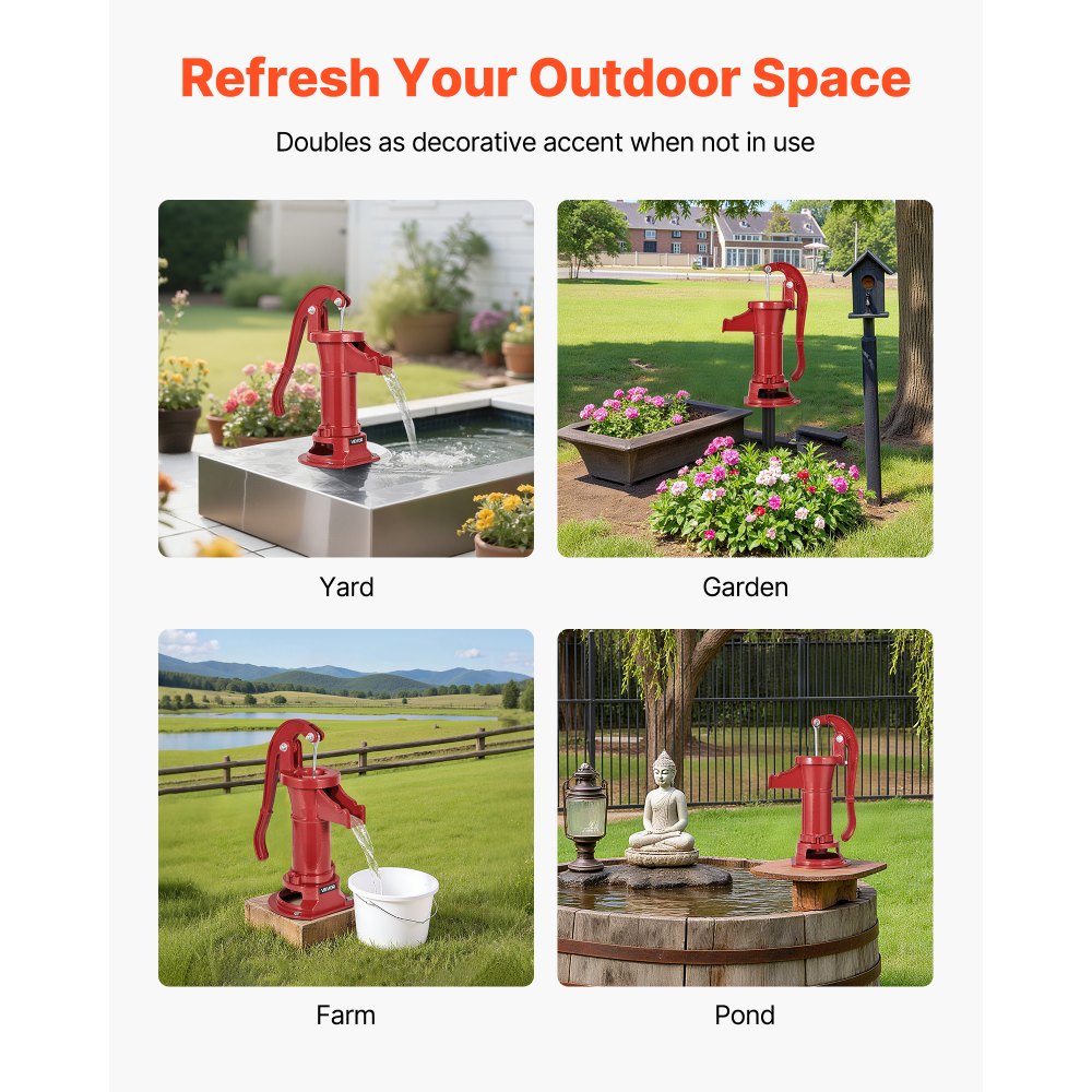 Χειροκίνητη αντλία κανάτας VEVOR Well, μέγιστη ανύψωση 25 ft, χειροκίνητη αντλία νερού από χυτοσίδηρο αντίκα, σύνδεση NPT 1-1/4 in, εύκολη εγκατάσταση, παλαιού τύπου για εξωτερικούς χώρους, κήπο, λίμνη, αυλή, αγρόκτημα, κόκκινη Χειροκίνητη αντλία κανάτας VEVOR Well, μέγιστη ανύψωση 25 ft, χειροκίνητη αντλία νερού από χυτοσίδηρο αντίκα, σύνδεση NPT 1-1/4 in, εύκολη εγκατάσταση, παλαιού τύπου για εξωτερικούς χώρους, κήπο, λίμνη, αυλή, αγρόκτημα, κόκκινη