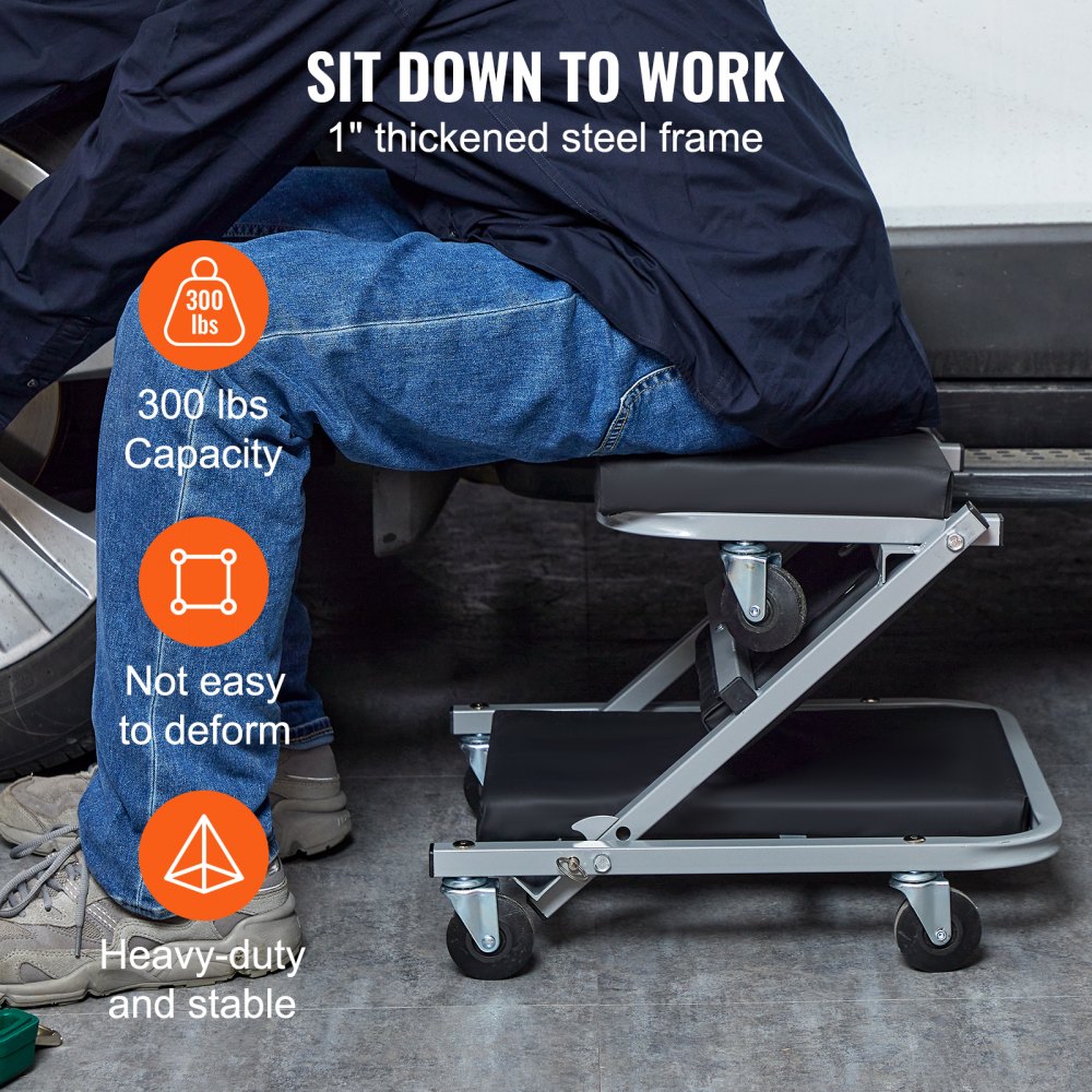 Κάθισμα VEVOR Z-Creeper, 2 σε 1 κυλιόμενο πτυσσόμενο σκαμπό/κρεβάτι αυτοκινήτου, μηχανικό σκαμπό χωρητικότητας 130 κιλών, χαμηλού προφίλ σκαμπό με 6 ρόδες για γκαράζ, κατάστημα, επισκευή αυτοκινήτου, ξαπλώστρα ή κάθισμα, μαύρο Κάθισμα VEVOR Z-Creeper, 2 σε 1 κυλιόμενο πτυσσόμενο σκαμπό/κρεβάτι αυτοκινήτου, μηχανικό σκαμπό χωρητικότητας 130 κιλών, χαμηλού προφίλ σκαμπό με 6 ρόδες για γκαράζ, κατάστημα, επισκευή αυτοκινήτου, ξαπλώστρα ή κάθισμα, μαύρο