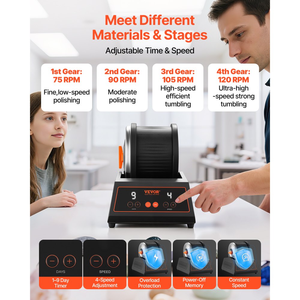 Κιτ γυάλισμα πέτρας VEVOR, κιτ στίλβωσης πέτρας, 4 ρυθμίσεις ταχύτητας, 9ήμερο χρονόμετρο στίλβωσης, κιτ στίλβωσης πέτρας, γυαλιστικό πέτρας χωρίς ζώνη με προσαρμογέα και προστασία υπερφόρτωσης, γυαλιστικό πέτρας για ενήλικες και παιδιά Κιτ γυάλισμα πέτρας VEVOR, κιτ στίλβωσης πέτρας, 4 ρυθμίσεις ταχύτητας, 9ήμερο χρονόμετρο στίλβωσης, κιτ στίλβωσης πέτρας, γυαλιστικό πέτρας χωρίς ζώνη με προσαρμογέα και προστασία υπερφόρτωσης, γυαλιστικό πέτρας για ενήλικες και παιδιά