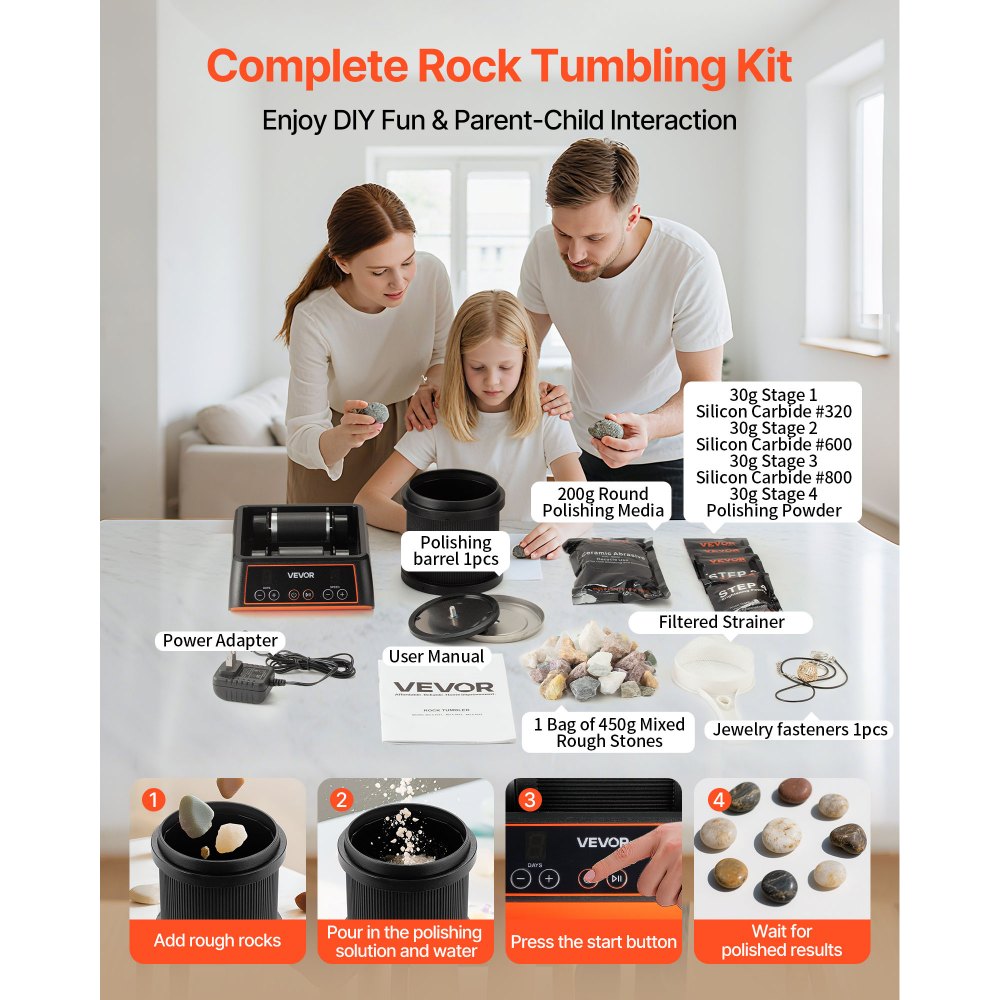 Κιτ γυαλίσματος πέτρας VEVOR, κιτ στίλβωσης πέτρας, 4 ρυθμίσεις ταχύτητας, χρονοδιακόπτης στίλβωσης 9 ημερών, κιτ στίλβωσης πέτρας, γυαλιστικό πέτρας με ακατέργαστες πολύτιμες πέτρες και κόκκους στίλβωσης, γυαλιστικό πέτρας για ενήλικες και παιδιά Κιτ γυαλίσματος πέτρας VEVOR, κιτ στίλβωσης πέτρας, 4 ρυθμίσεις ταχύτητας, χρονοδιακόπτης στίλβωσης 9 ημερών, κιτ στίλβωσης πέτρας, γυαλιστικό πέτρας με ακατέργαστες πολύτιμες πέτρες και κόκκους στίλβωσης, γυαλιστικό πέτρας για ενήλικες και παιδιά