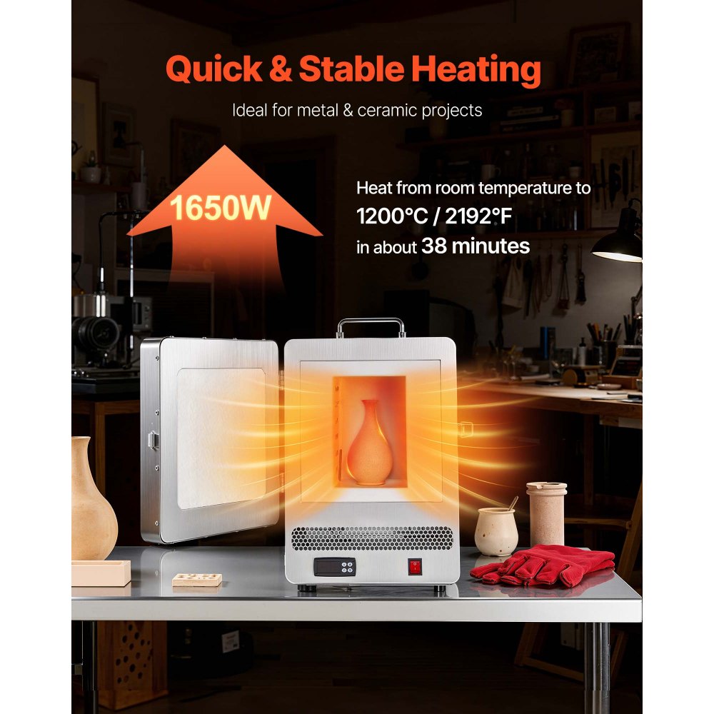 Ηλεκτρικός φούρνος τήξης VEVOR, Ψηφιακός φούρνος τήξης 1650W, ηλεκτρικός κλίβανος με μέγιστη θερμοκρασία 2192℉/1200℃ για χύτευση με χαμένο κερί, DIY πηλό, ανόπτηση μετάλλου, όπτηση κεραμικών, έλεγχος θερμοκρασίας PID Ηλεκτρικός φούρνος τήξης VEVOR, Ψηφιακός φούρνος τήξης 1650W, ηλεκτρικός κλίβανος με μέγιστη θερμοκρασία 2192℉/1200℃ για χύτευση με χαμένο κερί, DIY πηλό, ανόπτηση μετάλλου, όπτηση κεραμικών, έλεγχος θερμοκρασίας PID