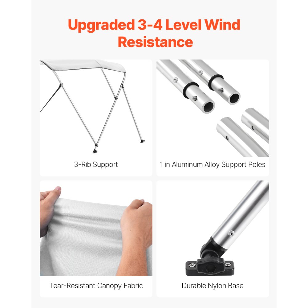 Τέντες VEVOR με 3 πλώρη, τέντα από πολυεστέρα 600D με πλαίσιο από κράμα αλουμινίου, αδιάβροχη και σκιερή τέντα με τσάντα αποθήκευσης, 2 στηρίγματα στήριξης, 4 ιμάντες, 6'Μ x (54"-60")Π x 46"Υ, ανοιχτό γκρι Τέντες VEVOR με 3 πλώρη, τέντα από πολυεστέρα 600D με πλαίσιο από κράμα αλουμινίου, αδιάβροχη και σκιερή τέντα με τσάντα αποθήκευσης, 2 στηρίγματα στήριξης, 4 ιμάντες, 6'Μ x (54"-60")Π x 46"Υ, ανοιχτό γκρι