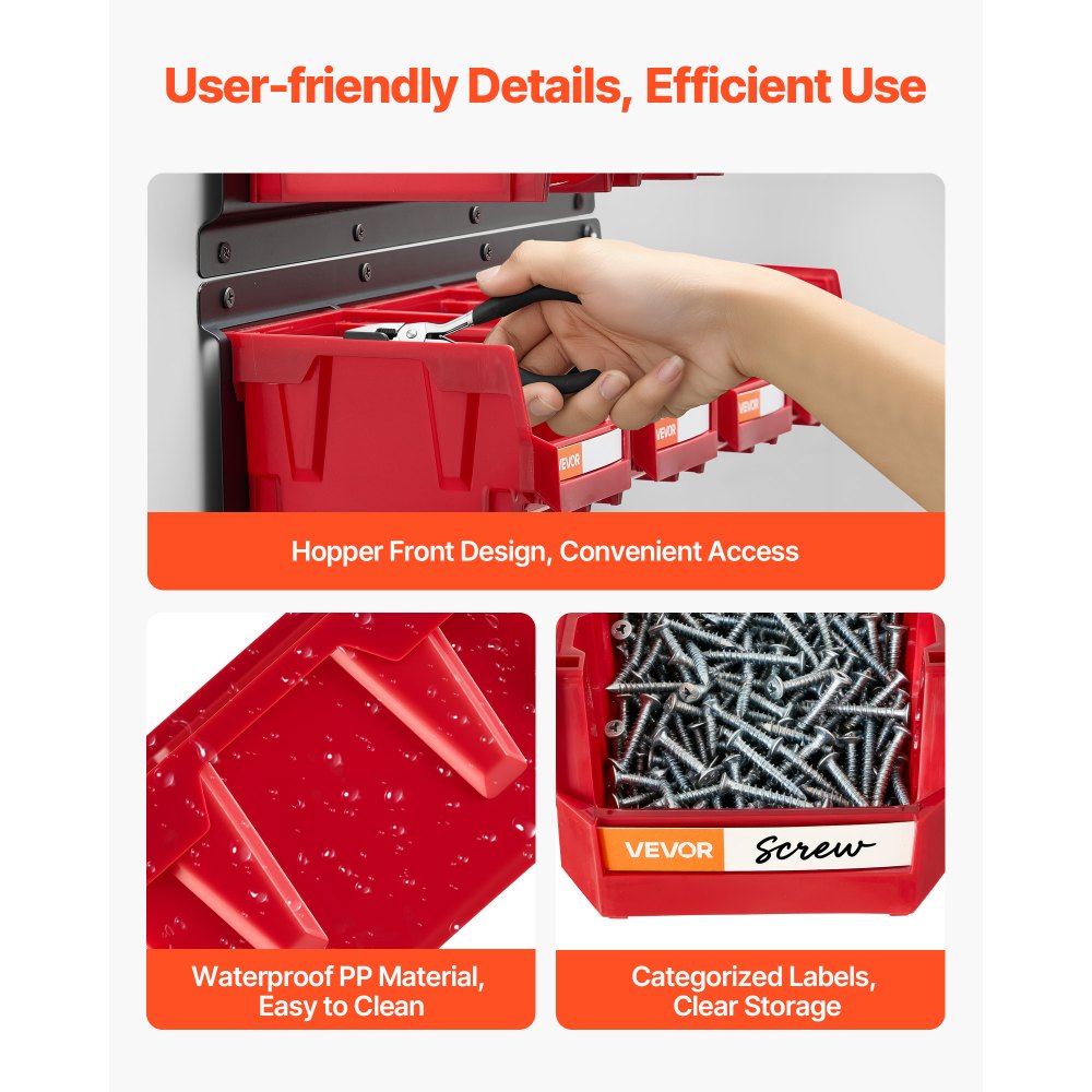 Κάδοι Αποθήκευσης VEVOR Επιτοίχιοι, 12 Πλαστικοί Κάδοι & 3 Μεταλλικές Ράγες, Πλαστικός Κρεμαστός Κάδος Αποθήκευσης με Στοίβα για Βίδες, Παξιμάδια, Μπουλόνια, Καρφιά, Οργανωτής Εργαλείων για Εργαστήριο, Χώρο Χειροτεχνίας, Γκαράζ, Κόκκινο Κάδοι Αποθήκευσης VEVOR Επιτοίχιοι, 12 Πλαστικοί Κάδοι & 3 Μεταλλικές Ράγες, Πλαστικός Κρεμαστός Κάδος Αποθήκευσης με Στοίβα για Βίδες, Παξιμάδια, Μπουλόνια, Καρφιά, Οργανωτής Εργαλείων για Εργαστήριο, Χώρο Χειροτεχνίας, Γκαράζ, Κόκκινο