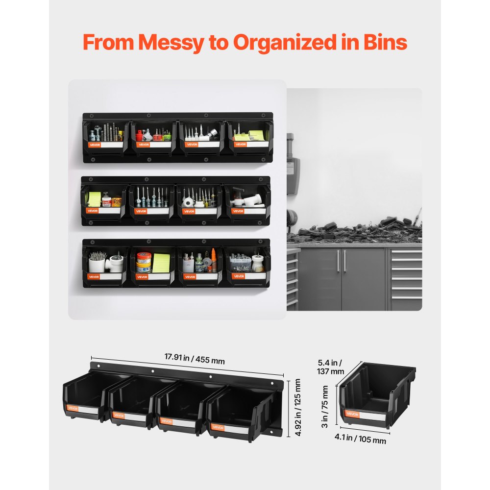 Κάδοι Αποθήκευσης VEVOR Επιτοίχιοι, 12 Πλαστικοί Κάδοι & 3 Μεταλλικές Ράγες, Πλαστικός Κρεμαστός Κάδος Αποθήκευσης με Στοίβα για Βίδες, Παξιμάδια, Μπουλόνια, Καρφιά, Οργανωτής Εργαλείων για Εργαστήριο, Χώρο Χειροτεχνίας, Γκαράζ, Μαύρος Κάδοι Αποθήκευσης VEVOR Επιτοίχιοι, 12 Πλαστικοί Κάδοι & 3 Μεταλλικές Ράγες, Πλαστικός Κρεμαστός Κάδος Αποθήκευσης με Στοίβα για Βίδες, Παξιμάδια, Μπουλόνια, Καρφιά, Οργανωτής Εργαλείων για Εργαστήριο, Χώρο Χειροτεχνίας, Γκαράζ, Μαύρος