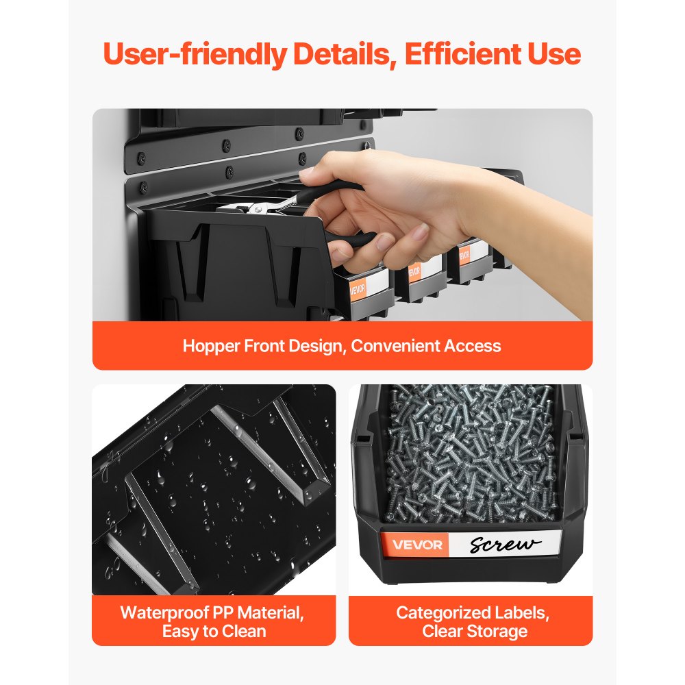 Κάδοι Αποθήκευσης VEVOR Επιτοίχιοι, 12 Πλαστικοί Κάδοι & 3 Μεταλλικές Ράγες, Πλαστικός Κρεμαστός Κάδος Αποθήκευσης με Στοίβα για Βίδες, Παξιμάδια, Μπουλόνια, Καρφιά, Οργανωτής Εργαλείων για Εργαστήριο, Χώρο Χειροτεχνίας, Γκαράζ, Μαύρος Κάδοι Αποθήκευσης VEVOR Επιτοίχιοι, 12 Πλαστικοί Κάδοι & 3 Μεταλλικές Ράγες, Πλαστικός Κρεμαστός Κάδος Αποθήκευσης με Στοίβα για Βίδες, Παξιμάδια, Μπουλόνια, Καρφιά, Οργανωτής Εργαλείων για Εργαστήριο, Χώρο Χειροτεχνίας, Γκαράζ, Μαύρος
