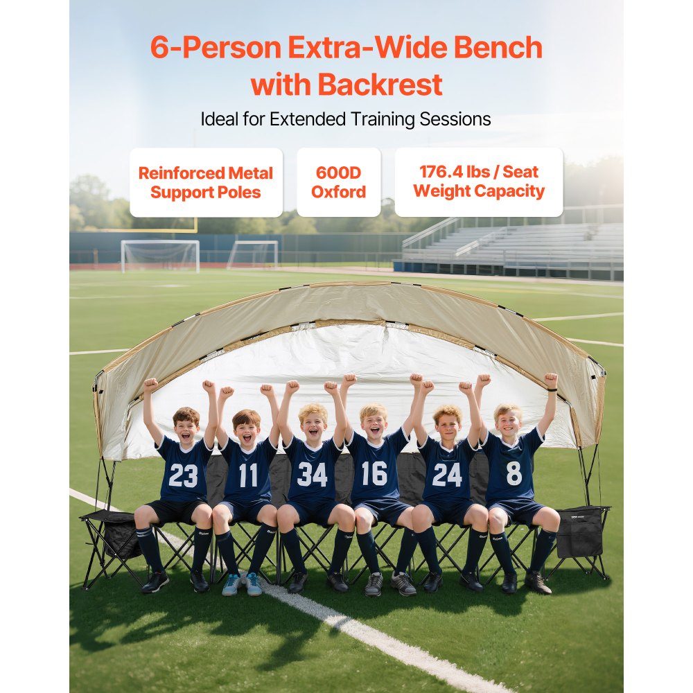 Φορητός Πτυσσόμενος Πάγκος VEVOR, Πάγκος Ποδοσφαίρου 6 Θέσεων με Θήκες Αποθήκευσης, Θήκες Ποτηριών & Τσάντα Μεταφοράς, Ελαφρύ Πλαϊνό Καθιστικό με Σκίαστρο για Ποδόσφαιρο, Μπέιζμπολ, Κάμπινγκ, Υπαίθριες Εκδηλώσεις, Μαύρο Φορητός Πτυσσόμενος Πάγκος VEVOR, Πάγκος Ποδοσφαίρου 6 Θέσεων με Θήκες Αποθήκευσης, Θήκες Ποτηριών & Τσάντα Μεταφοράς, Ελαφρύ Πλαϊνό Καθιστικό με Σκίαστρο για Ποδόσφαιρο, Μπέιζμπολ, Κάμπινγκ, Υπαίθριες Εκδηλώσεις, Μαύρο