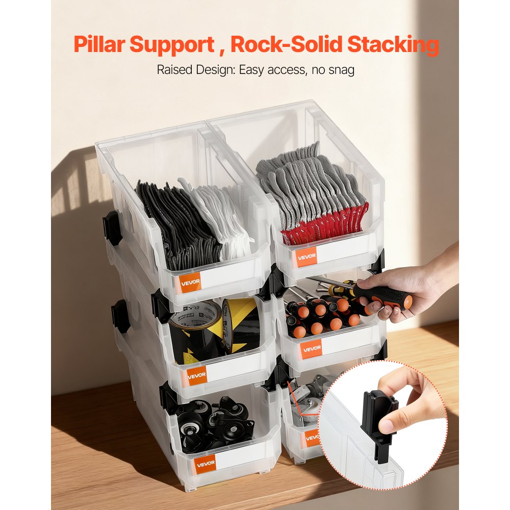 Πλαστικοί κάδοι αποθήκευσης VEVOR που στοιβάζονται, 37,7 x 21,5 x 18 cm (συσκευασία των 6), Πλαστικά δοχεία για οργάνωση και αποθήκευση σε κάδους για ντουλάπα, γκαράζ, μικρά εξαρτήματα, είδη γραφείου, άλλα αξεσουάρ, διαφανή Πλαστικοί κάδοι αποθήκευσης VEVOR που στοιβάζονται, 37,7 x 21,5 x 18 cm (συσκευασία των 6), Πλαστικά δοχεία για οργάνωση και αποθήκευση σε κάδους για ντουλάπα, γκαράζ, μικρά εξαρτήματα, είδη γραφείου, άλλα αξεσουάρ, διαφανή