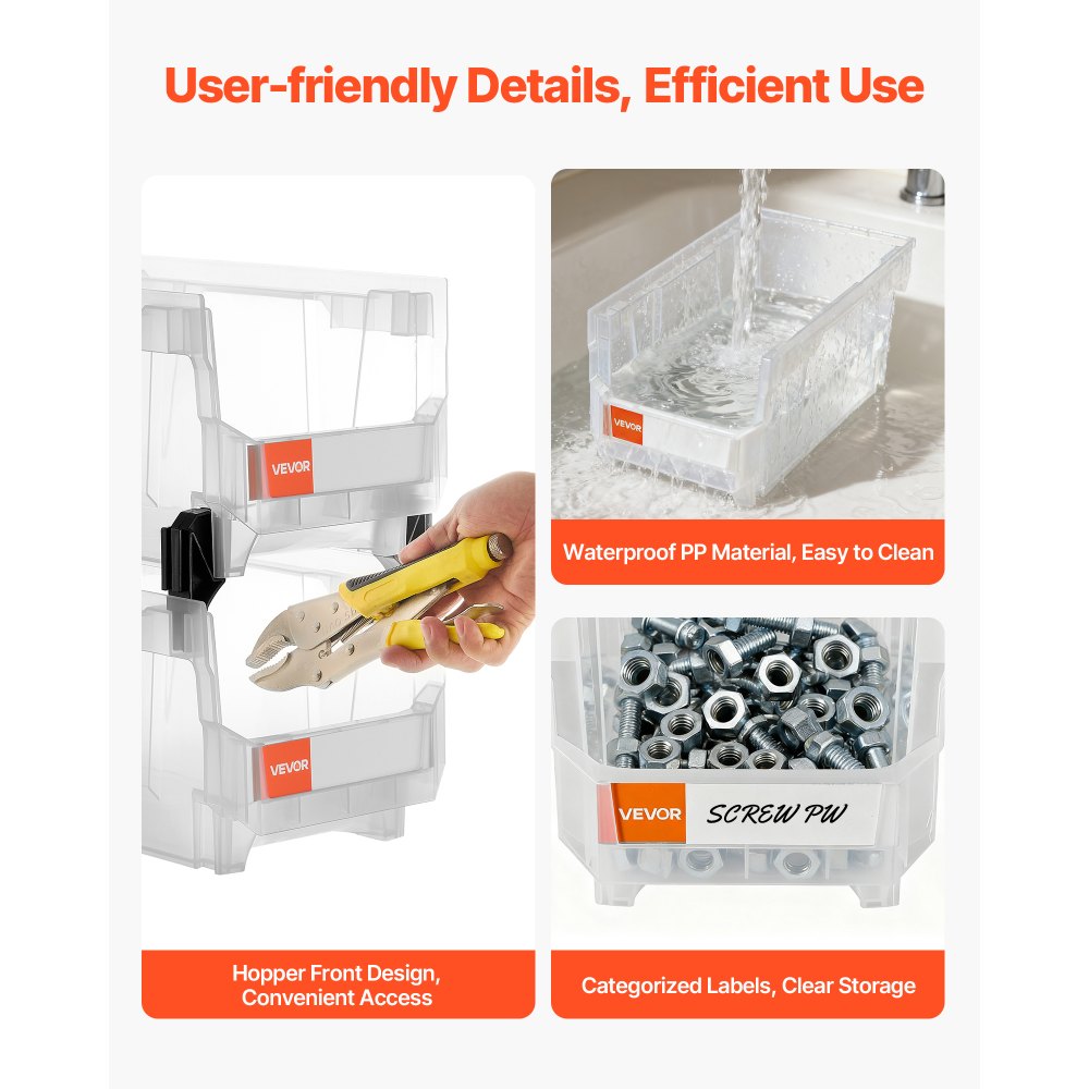 Πλαστικοί κάδοι αποθήκευσης VEVOR που στοιβάζονται, 37,7 x 21,5 x 18 cm (συσκευασία των 6), Πλαστικά δοχεία για οργάνωση και αποθήκευση σε κάδους για ντουλάπα, γκαράζ, μικρά εξαρτήματα, είδη γραφείου, άλλα αξεσουάρ, διαφανή Πλαστικοί κάδοι αποθήκευσης VEVOR που στοιβάζονται, 37,7 x 21,5 x 18 cm (συσκευασία των 6), Πλαστικά δοχεία για οργάνωση και αποθήκευση σε κάδους για ντουλάπα, γκαράζ, μικρά εξαρτήματα, είδη γραφείου, άλλα αξεσουάρ, διαφανή