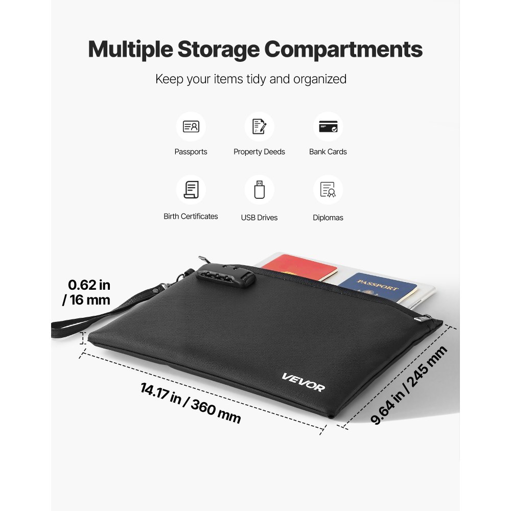 Πυρίμαχη τσάντα εγγράφων VEVOR, θερμομονωτική πυρίμαχη και αδιάβροχη τσάντα 1000 ℃ με κλειδαριά, φορητή αποθήκευση αρχείων, οργάνωση ασφαλείας, οικιακό γραφείο, χρήση ταξιδιού, για διαβατήρια, σημαντικά έγγραφα και αρχεία Πυρίμαχη τσάντα εγγράφων VEVOR, θερμομονωτική πυρίμαχη και αδιάβροχη τσάντα 1000 ℃ με κλειδαριά, φορητή αποθήκευση αρχείων, οργάνωση ασφαλείας, οικιακό γραφείο, χρήση ταξιδιού, για διαβατήρια, σημαντικά έγγραφα και αρχεία