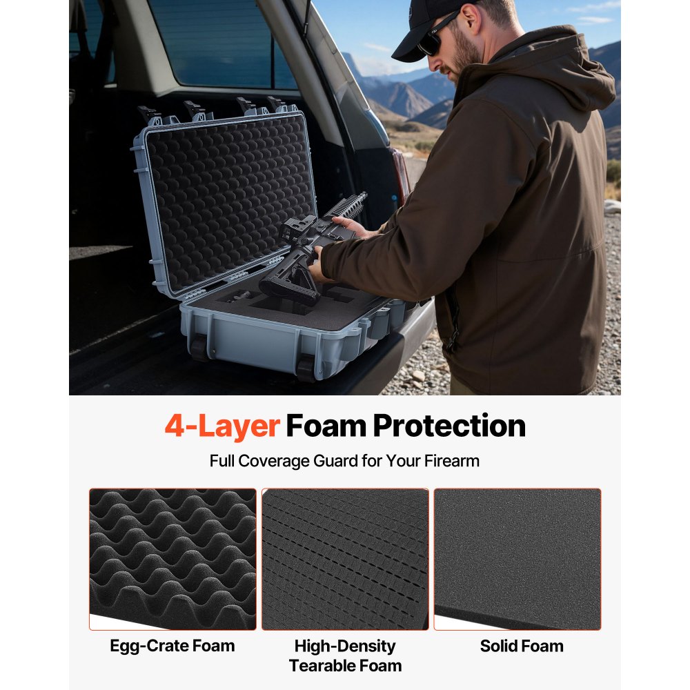 Θήκη σκληρού τυφεκίου VEVOR, θήκη τυφεκίου με κλειδαριά και προκομμένους αφρούς, αποθήκευση όπλου 1016 mm με ρόδες, IP67 αδιάβροχη και ανθεκτική στη σκόνη κινητή μεγάλη αποθήκευση πιστολιού για τυφέκια, κυνηγετικά όπλα, όπλα Airsoft, γκρι Θήκη σκληρού τυφεκίου VEVOR, θήκη τυφεκίου με κλειδαριά και προκομμένους αφρούς, αποθήκευση όπλου 1016 mm με ρόδες, IP67 αδιάβροχη και ανθεκτική στη σκόνη κινητή μεγάλη αποθήκευση πιστολιού για τυφέκια, κυνηγετικά όπλα, όπλα Airsoft, γκρι