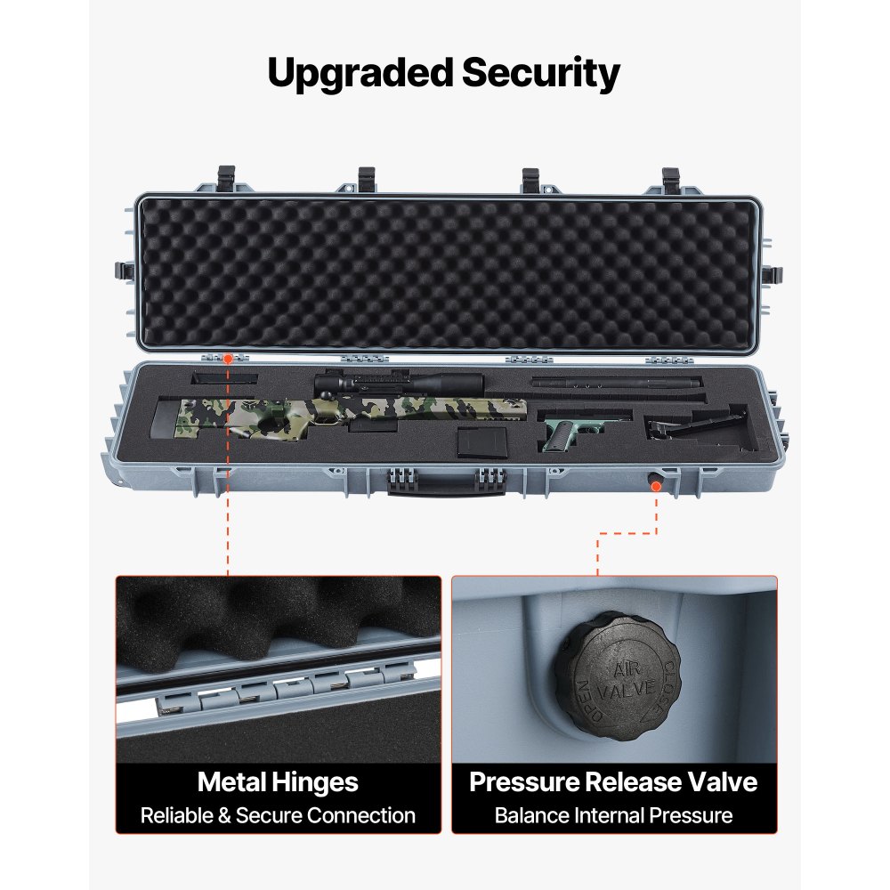 Θήκη σκληρού τυφεκίου VEVOR, θήκη τυφεκίου με κλειδαριά και προκομμένους αφρούς, κινητός χώρος αποθήκευσης όπλου 1270 mm με ρόδες, αδιάβροχη και ανθεκτική στη σκόνη αποθήκευση πιστολιού IP67 για τυφέκιο, κυνηγετικό όπλο, όπλο Airsoft, γκρι Θήκη σκληρού τυφεκίου VEVOR, θήκη τυφεκίου με κλειδαριά και προκομμένους αφρούς, κινητός χώρος αποθήκευσης όπλου 1270 mm με ρόδες, αδιάβροχη και ανθεκτική στη σκόνη αποθήκευση πιστολιού IP67 για τυφέκιο, κυνηγετικό όπλο, όπλο Airsoft, γκρι