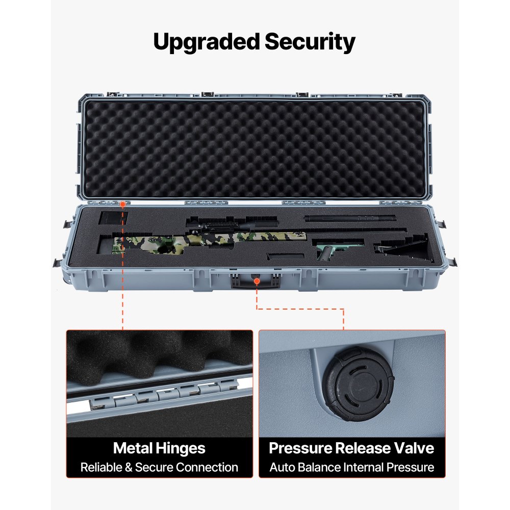 Θήκη σκληρού τυφεκίου VEVOR, θήκη τυφεκίου με κλειδαριά και προκομμένα αφρώδη υλικά, αποθήκευση όπλου 1320 mm με ρόδες, αδιάβροχες και ανθεκτικές στη σκόνη θήκες πιστολιού IP67 για τυφέκια, κυνηγετικά όπλα, όπλα Airsoft, γκρι Θήκη σκληρού τυφεκίου VEVOR, θήκη τυφεκίου με κλειδαριά και προκομμένα αφρώδη υλικά, αποθήκευση όπλου 1320 mm με ρόδες, αδιάβροχες και ανθεκτικές στη σκόνη θήκες πιστολιού IP67 για τυφέκια, κυνηγετικά όπλα, όπλα Airsoft, γκρι