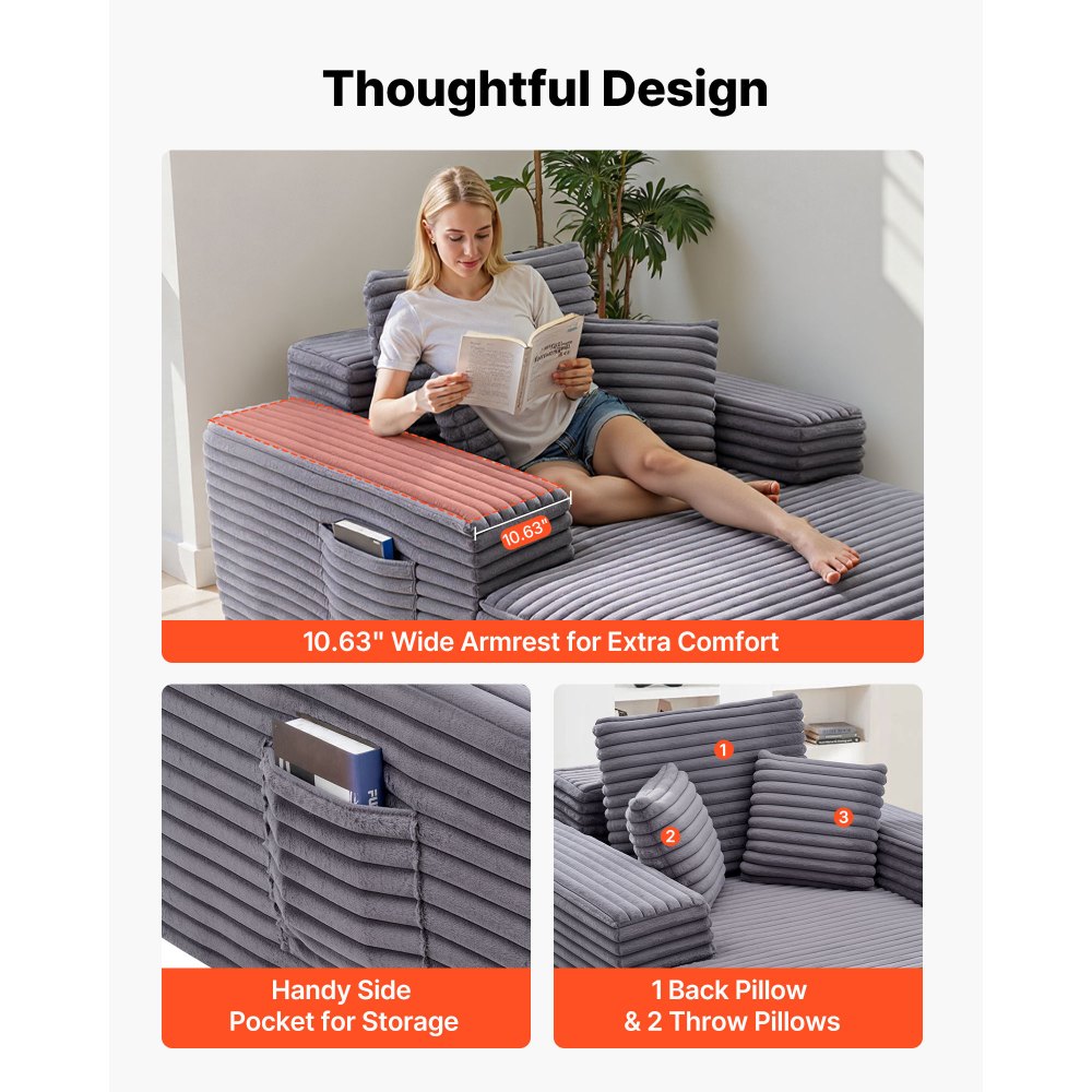 Πολυθρόνα VEVOR, Πολυθρόνα Εσωτερικού Χώρου 1380 mm Χωρίς Κόκαλα, Μοντέρνα Υπερμεγέθης Πολυθρόνα Ανάγνωσης με Ταπετσαρία και Μαξιλάρια & Μπράτσα, Καναπές-Καναπές-Βαθιά Κάθισμα-Κρεβάτι για Σαλόνι, Υπνοδωμάτιο, Γκρι Πολυθρόνα VEVOR, Πολυθρόνα Εσωτερικού Χώρου 1380 mm Χωρίς Κόκαλα, Μοντέρνα Υπερμεγέθης Πολυθρόνα Ανάγνωσης με Ταπετσαρία και Μαξιλάρια & Μπράτσα, Καναπές-Καναπές-Βαθιά Κάθισμα-Κρεβάτι για Σαλόνι, Υπνοδωμάτιο, Γκρι