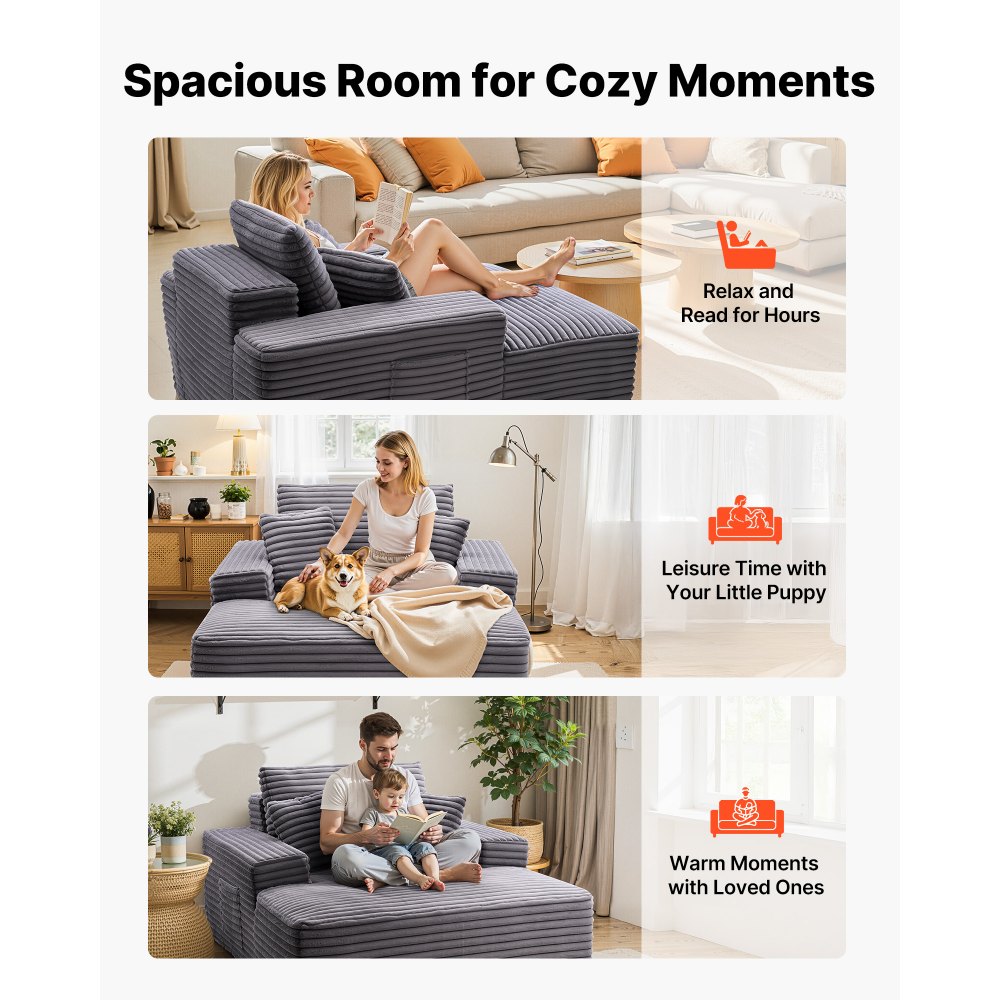 Πολυθρόνα VEVOR, Πολυθρόνα Εσωτερικού Χώρου 1240 mm Χωρίς Κόκαλα, Μοντέρνα Υπερμεγέθης Πολυθρόνα Ανάγνωσης με Μαξιλάρια & Μπράτσα, Καναπές-Καναπές-Βαθιά Κάθισμα-Κρεβάτι για Σαλόνι, Υπνοδωμάτιο, Μπαλκόνι Πολυθρόνα VEVOR, Πολυθρόνα Εσωτερικού Χώρου 1240 mm Χωρίς Κόκαλα, Μοντέρνα Υπερμεγέθης Πολυθρόνα Ανάγνωσης με Μαξιλάρια & Μπράτσα, Καναπές-Καναπές-Βαθιά Κάθισμα-Κρεβάτι για Σαλόνι, Υπνοδωμάτιο, Μπαλκόνι