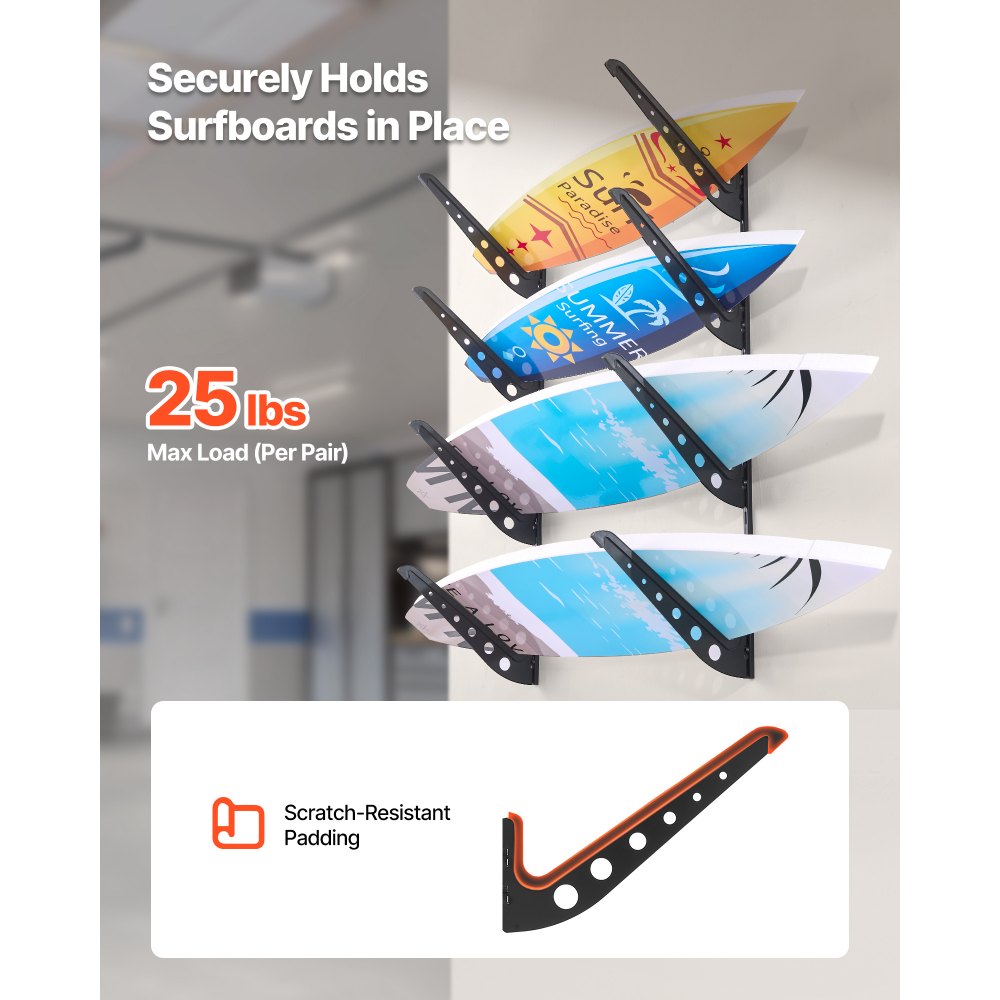 Βάση τοίχου για σανίδες του σερφ VEVOR, Οριζόντια βάση 4 επιπέδων για αποθήκευση και προβολή, Ρυθμιζόμενο ύψος μεταλλικής βάσης οργάνωσης σανίδων, Βάση στήριξης σανίδων για σνόουμπορντ, kiteboard, shortboard, σκι Βάση τοίχου για σανίδες του σερφ VEVOR, Οριζόντια βάση 4 επιπέδων για αποθήκευση και προβολή, Ρυθμιζόμενο ύψος μεταλλικής βάσης οργάνωσης σανίδων, Βάση στήριξης σανίδων για σνόουμπορντ, kiteboard, shortboard, σκι
