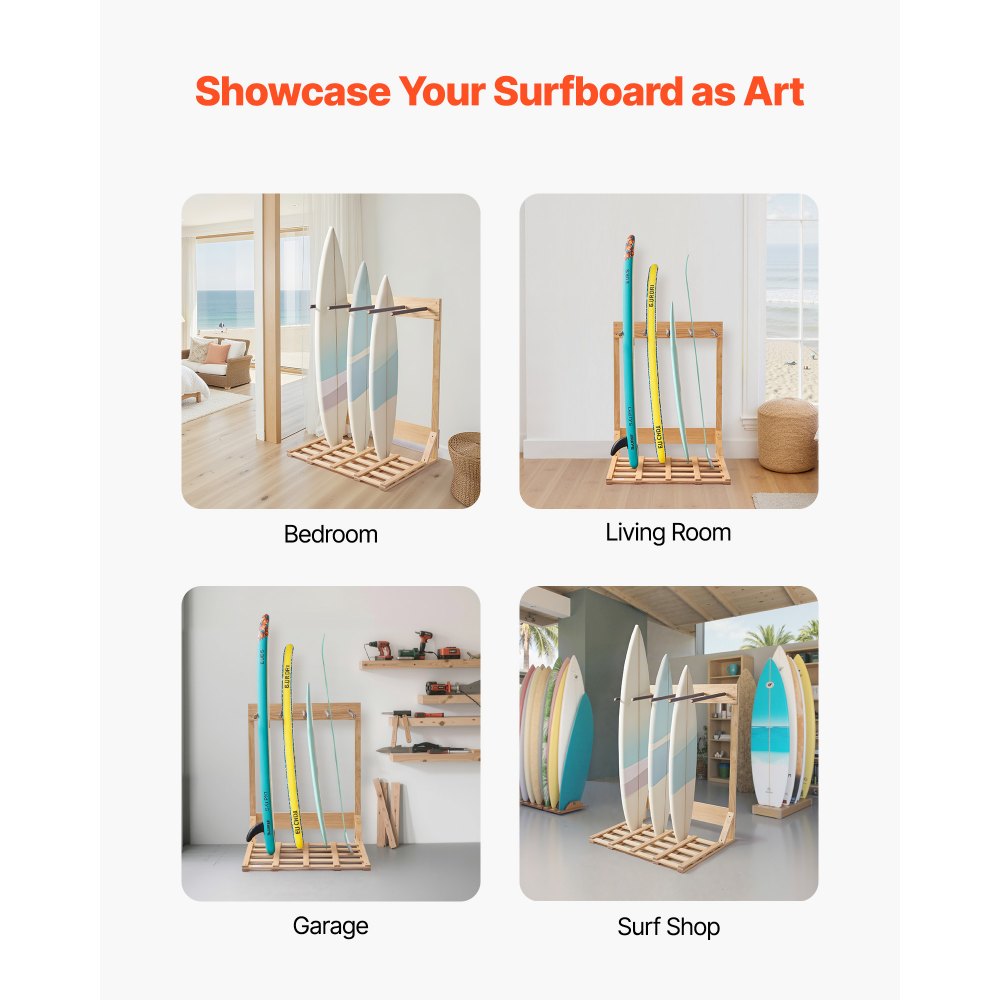 VEVOR Κάθετη Βάση για Σανίδες του Σερφ, Ξύλινη Σχάρα για Σανίδες του Σερφ 4 Επιπέδων για Αποθήκευση και Επίδειξη, Ανεξάρτητη Οργάνωση Βάσης Σανίδας, Βάση Σανίδας για Wakeboard, Snowboard, Kiteboard, Shortboard, Σκι VEVOR Κάθετη Βάση για Σανίδες του Σερφ, Ξύλινη Σχάρα για Σανίδες του Σερφ 4 Επιπέδων για Αποθήκευση και Επίδειξη, Ανεξάρτητη Οργάνωση Βάσης Σανίδας, Βάση Σανίδας για Wakeboard, Snowboard, Kiteboard, Shortboard, Σκι