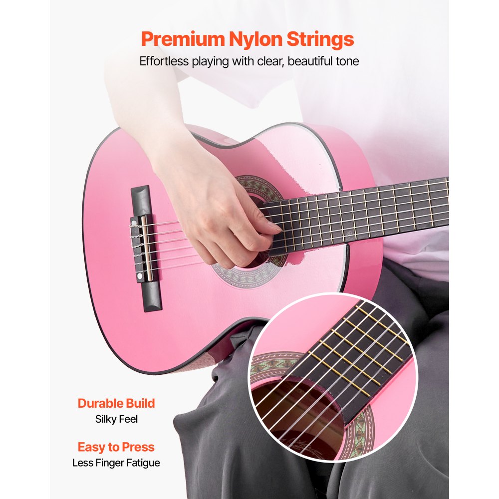 Κλασική κιθάρα VEVOR, 780 mm, Ξύλινο κιτ εκκίνησης κλασικής κιθάρας για αρχάριους, με χορδές νάιλον, τσάντα συναυλιών, λουράκι, κουρδιστήρι, επιπλέον χορδές, πένες, καποτάτο, ξύλο μπάσου, για παιδιά κορίτσια αγόρια μαθητές, ροζ Κλασική κιθάρα VEVOR, 780 mm, Ξύλινο κιτ εκκίνησης κλασικής κιθάρας για αρχάριους, με χορδές νάιλον, τσάντα συναυλιών, λουράκι, κουρδιστήρι, επιπλέον χορδές, πένες, καποτάτο, ξύλο μπάσου, για παιδιά κορίτσια αγόρια μαθητές, ροζ