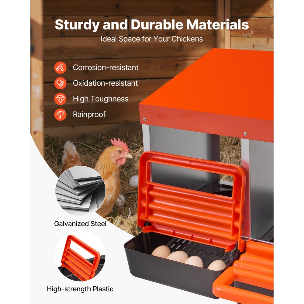 VEVOR Κουτιά φωλιάς κοτόπουλων 2 επιπέδων, 10 διαμερίσματα, μεταλλικά κουτιά ωοτοκίας αυγών με προστατευτικά καπάκια συλλογής, τυλιγόμενο κουτί φωλιάς, εύκολο στη συναρμολόγηση, ιδανικό για κότες, πάπιες, κοτόπουλα και άλλα πουλερικά VEVOR Κουτιά φωλιάς κοτόπουλων 2 επιπέδων, 10 διαμερίσματα, μεταλλικά κουτιά ωοτοκίας αυγών με προστατευτικά καπάκια συλλογής, τυλιγόμενο κουτί φωλιάς, εύκολο στη συναρμολόγηση, ιδανικό για κότες, πάπιες, κοτόπουλα και άλλα πουλερικά