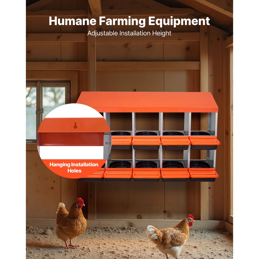 VEVOR Κουτιά φωλιάς κοτόπουλων 2 επιπέδων, 10 διαμερίσματα, μεταλλικά κουτιά ωοτοκίας αυγών με προστατευτικά καπάκια συλλογής, τυλιγόμενο κουτί φωλιάς, εύκολο στη συναρμολόγηση, ιδανικό για κότες, πάπιες, κοτόπουλα και άλλα πουλερικά VEVOR Κουτιά φωλιάς κοτόπουλων 2 επιπέδων, 10 διαμερίσματα, μεταλλικά κουτιά ωοτοκίας αυγών με προστατευτικά καπάκια συλλογής, τυλιγόμενο κουτί φωλιάς, εύκολο στη συναρμολόγηση, ιδανικό για κότες, πάπιες, κοτόπουλα και άλλα πουλερικά