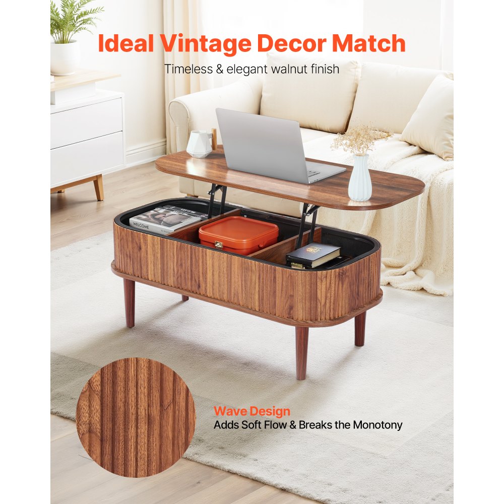 Τραπεζάκι σαλονιού VEVOR 1000 mm με ανασηκούμενη επιφάνεια, Οβάλ τραπεζάκι σαλονιού με 3 κρυφά τμήματα, Ξύλινο οβάλ κεντρικό γραφείο Mid Century με αποθηκευτικό χώρο, Ανασηκούμενη επιφάνεια για το σπίτι και το γραφείο, Εύκολη συναρμολόγηση, Καρυδιά Τραπεζάκι σαλονιού VEVOR 1000 mm με ανασηκούμενη επιφάνεια, Οβάλ τραπεζάκι σαλονιού με 3 κρυφά τμήματα, Ξύλινο οβάλ κεντρικό γραφείο Mid Century με αποθηκευτικό χώρο, Ανασηκούμενη επιφάνεια για το σπίτι και το γραφείο, Εύκολη συναρμολόγηση, Καρυδιά