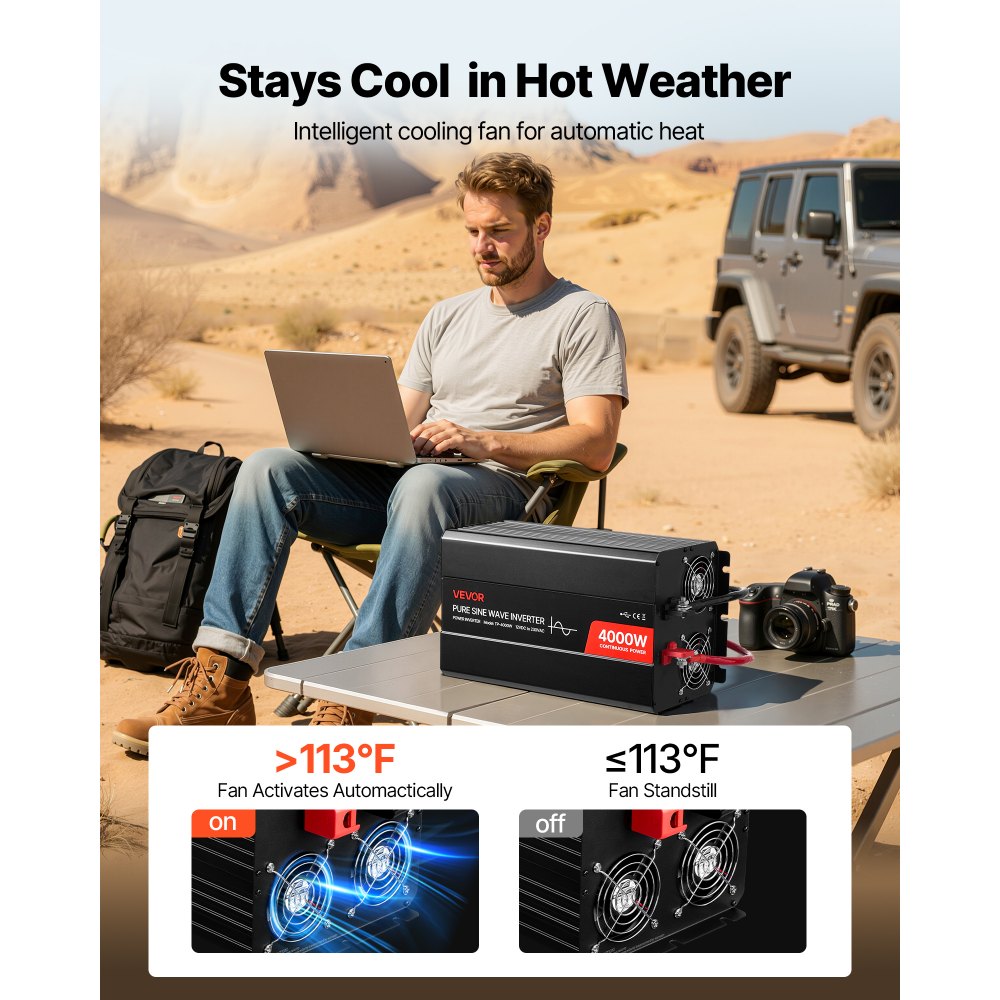 Μετατροπέας Ισχύος VEVOR 4000W, Μετατροπέας Καθαρού Ημιτόνου Κύματος 12V DC σε 230V AC, Μετατροπέας Ηλιακού Φορτιστή Αυτοκινήτου με Οθόνη LCD, Τηλεχειριστήριο, 2 Θύρες USB, 2 Πρίζες AC, Θύρα Type-C, για RV, Φορτηγό Εξωτερικού Χώρου Μετατροπέας Ισχύος VEVOR 4000W, Μετατροπέας Καθαρού Ημιτόνου Κύματος 12V DC σε 230V AC, Μετατροπέας Ηλιακού Φορτιστή Αυτοκινήτου με Οθόνη LCD, Τηλεχειριστήριο, 2 Θύρες USB, 2 Πρίζες AC, Θύρα Type-C, για RV, Φορτηγό Εξωτερικού Χώρου