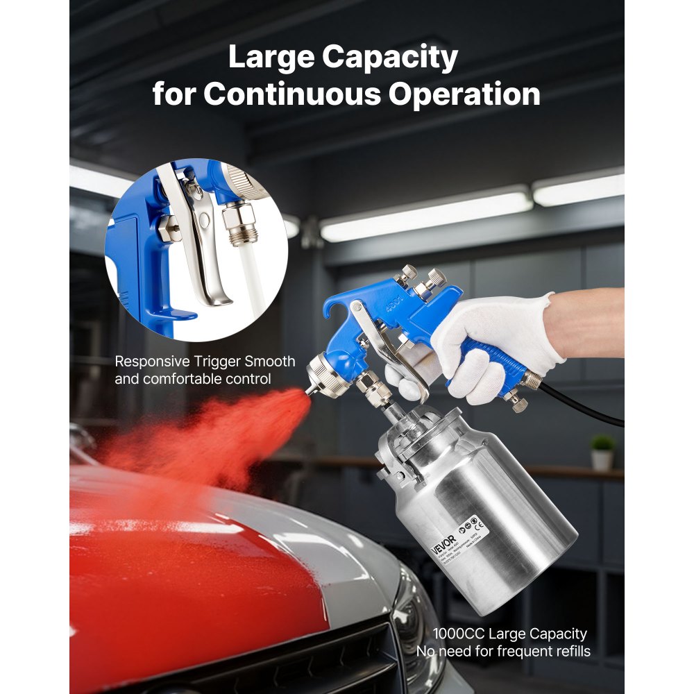Πιστόλι ψεκασμού VEVOR Siphon Feed, Πιστόλι ψεκασμού αέρα υψηλής ψεκασμού, Ψεκαστήρας βαφής αυτοκινήτου 1000cc με ακροφύσιο 1,8 mm, ρυθμιζόμενη παροχή και όγκος αέρα για βάψιμο αυτοκινήτου, επίπλων, τοίχων, σπιτιού Πιστόλι ψεκασμού VEVOR Siphon Feed, Πιστόλι ψεκασμού αέρα υψηλής ψεκασμού, Ψεκαστήρας βαφής αυτοκινήτου 1000cc με ακροφύσιο 1,8 mm, ρυθμιζόμενη παροχή και όγκος αέρα για βάψιμο αυτοκινήτου, επίπλων, τοίχων, σπιτιού
