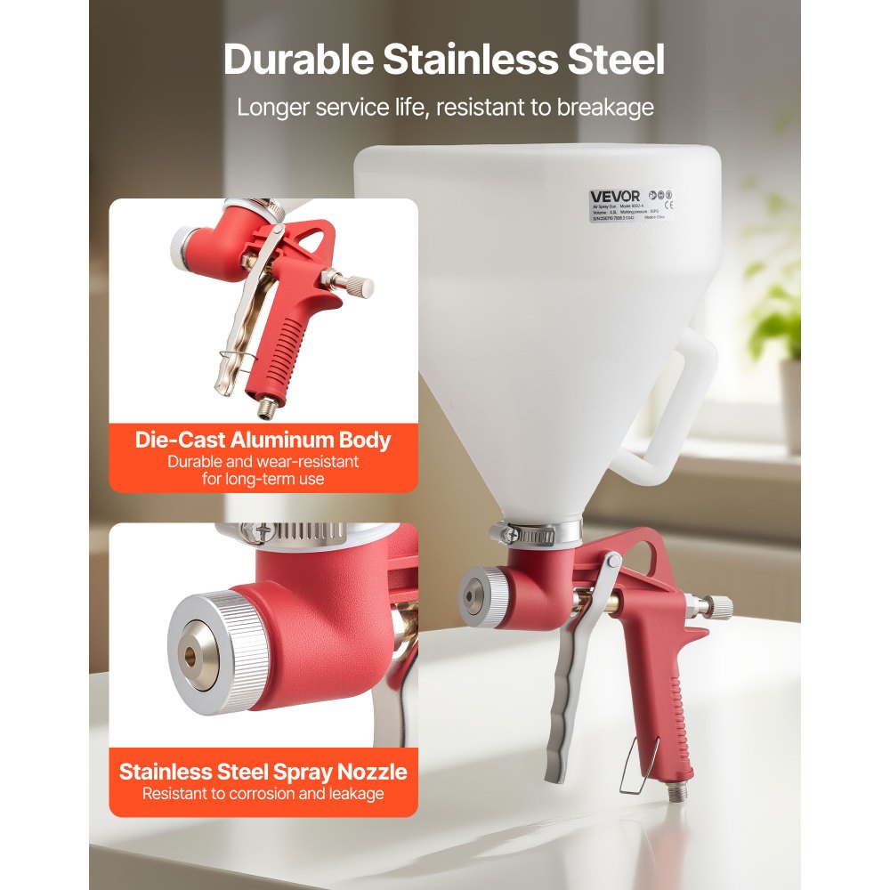 Πιστόλι ψεκασμού VEVOR Air Texture, πιστόλι ψεκασμού αέρα 4,5L, επαγγελματικός ψεκαστήρας βαφής υφής γυψοσανίδας με 3 ακροφύσια (3,5mm, 6mm, 8mm) για υφές Popcorn, Knockdown, φλούδας πορτοκαλιού Πιστόλι ψεκασμού VEVOR Air Texture, πιστόλι ψεκασμού αέρα 4,5L, επαγγελματικός ψεκαστήρας βαφής υφής γυψοσανίδας με 3 ακροφύσια (3,5mm, 6mm, 8mm) για υφές Popcorn, Knockdown, φλούδας πορτοκαλιού