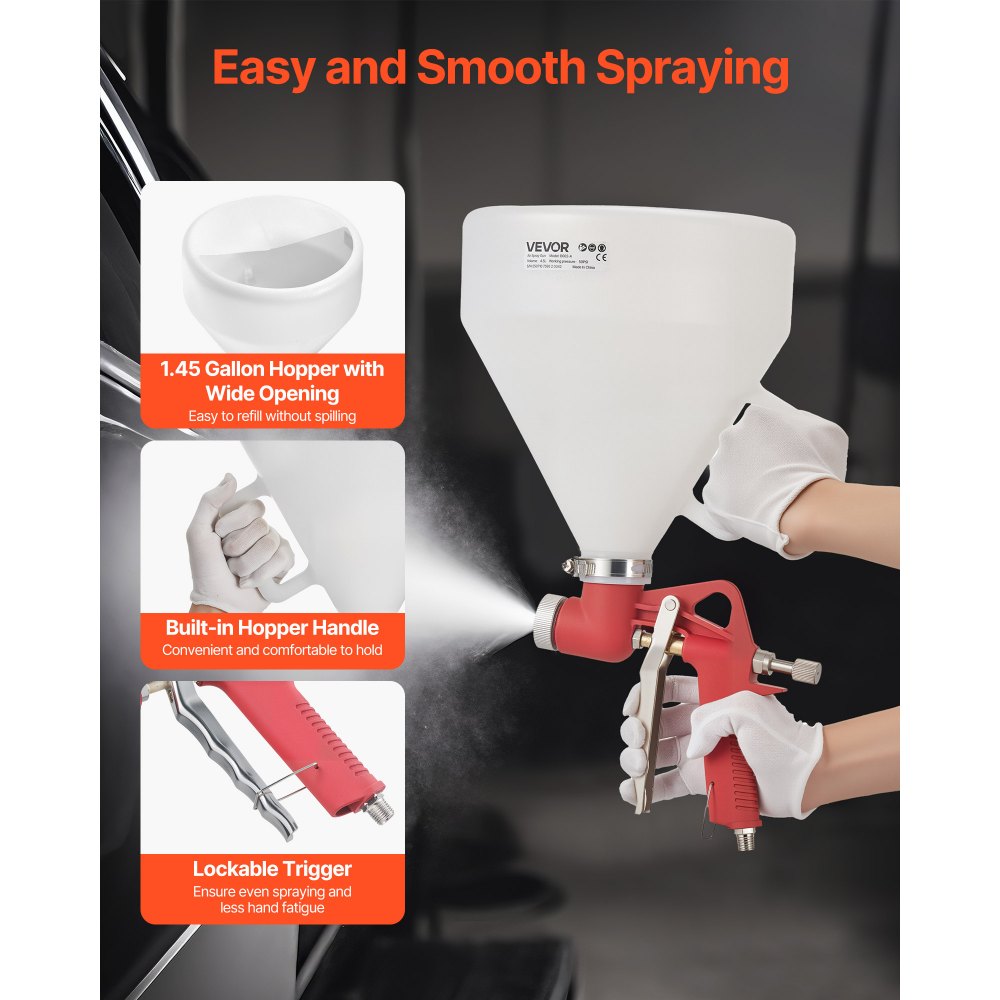 Πιστόλι ψεκασμού VEVOR Air Texture, πιστόλι ψεκασμού αέρα 4,5L, επαγγελματικός ψεκαστήρας βαφής υφής γυψοσανίδας με 3 ακροφύσια (3,5mm, 6mm, 8mm) για υφές Popcorn, Knockdown, φλούδας πορτοκαλιού Πιστόλι ψεκασμού VEVOR Air Texture, πιστόλι ψεκασμού αέρα 4,5L, επαγγελματικός ψεκαστήρας βαφής υφής γυψοσανίδας με 3 ακροφύσια (3,5mm, 6mm, 8mm) για υφές Popcorn, Knockdown, φλούδας πορτοκαλιού