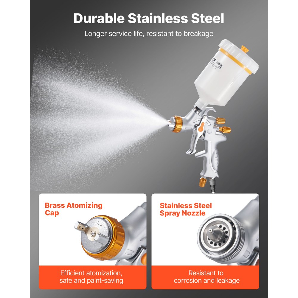 Πιστόλι ψεκασμού αέρα VEVOR HVLP, πιστόλι ψεκασμού βαφής με τροφοδοσία βαρύτητας με 3 ακροφύσια (1,3/1,4/1,7mm), αυτόματος ψεκαστήρας βαφής χωρητικότητας 600ml με ρυθμιστή αέρα για αστάρια αυτοκινήτων, διαφανή χρώματα και τελικά χρώματα Πιστόλι ψεκασμού αέρα VEVOR HVLP, πιστόλι ψεκασμού βαφής με τροφοδοσία βαρύτητας με 3 ακροφύσια (1,3/1,4/1,7mm), αυτόματος ψεκαστήρας βαφής χωρητικότητας 600ml με ρυθμιστή αέρα για αστάρια αυτοκινήτων, διαφανή χρώματα και τελικά χρώματα