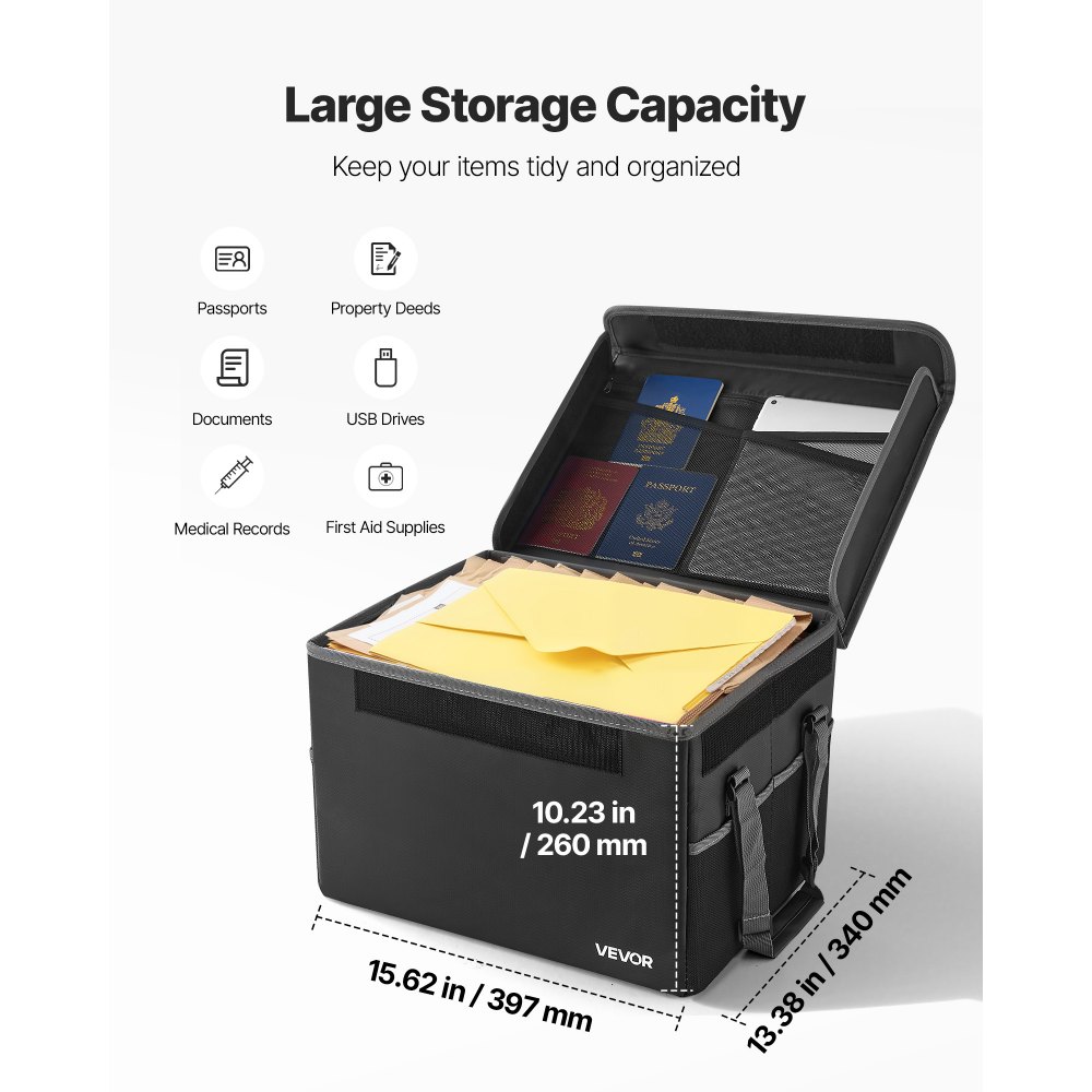 Πυράντοχο κουτί εγγράφων VEVOR, θερμομονωτικό πυράντοχο και αδιάβροχο κουτί 1000 ℃, εξοικονόμηση χώρου και πτυσσόμενος σχεδιασμός, φορητός οργανωτής αρχείων ταξιδιού για το σπίτι, για διαβατήρια, σημαντικά έγγραφα, αρχεία Πυράντοχο κουτί εγγράφων VEVOR, θερμομονωτικό πυράντοχο και αδιάβροχο κουτί 1000 ℃, εξοικονόμηση χώρου και πτυσσόμενος σχεδιασμός, φορητός οργανωτής αρχείων ταξιδιού για το σπίτι, για διαβατήρια, σημαντικά έγγραφα, αρχεία