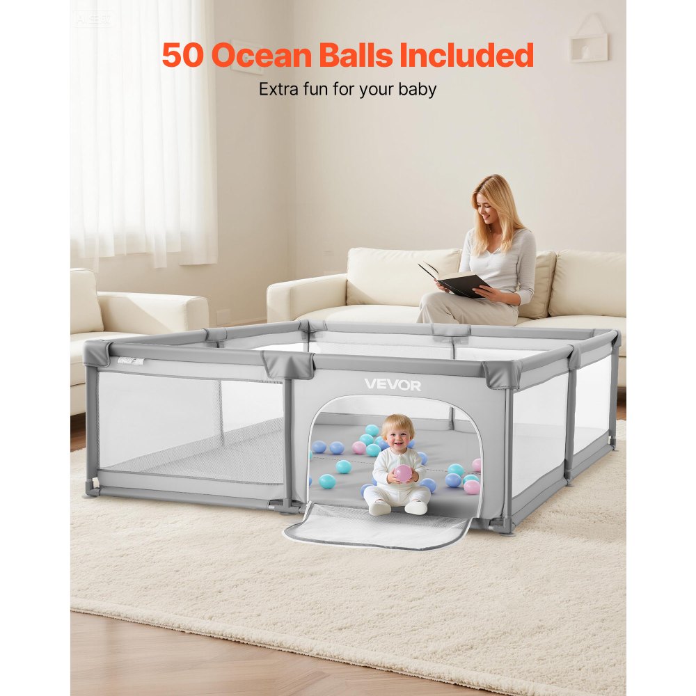 Παιδικό Πάρκο VEVOR, 2000 x 1785mm Πολύ Μεγάλο Πάρκο για Μωρά και Νήπια, Εσωτερική/Εξωτερική Παιδική Κήπος με Φράχτη, Κέντρο Δραστηριοτήτων Ασφαλείας χωρίς Κενά με 50 Μπάλες Ωκεανού, Πόρτα με Φερμουάρ & Μαλακό Αναπνεύσιμο Δίχτυ Παιδικό Πάρκο VEVOR, 2000 x 1785mm Πολύ Μεγάλο Πάρκο για Μωρά και Νήπια, Εσωτερική/Εξωτερική Παιδική Κήπος με Φράχτη, Κέντρο Δραστηριοτήτων Ασφαλείας χωρίς Κενά με 50 Μπάλες Ωκεανού, Πόρτα με Φερμουάρ & Μαλακό Αναπνεύσιμο Δίχτυ