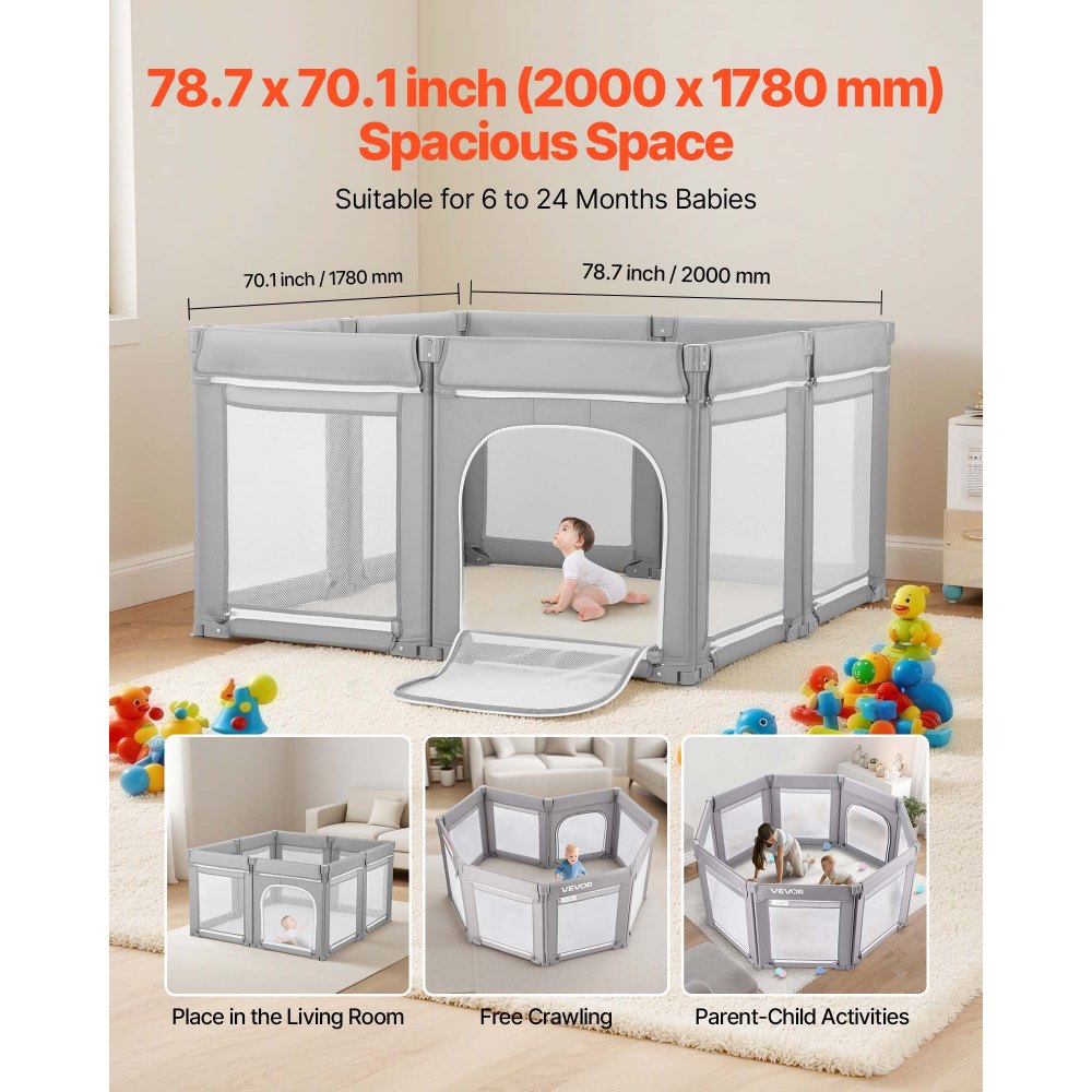 Παιδικό Πάρκο VEVOR, Πάρκο Πάρκινγκ 2000 x 1780mm, Πτυσσόμενος Φράχτης για Παιδιά με Πόρτα με Φερμουάρ & Μαλακό Αναπνεύσιμο Δίχτυ, Κέντρο Ασφαλών Δραστηριοτήτων Εσωτερικού και Εξωτερικού Χώρου - Υπέροχο Δώρο για Νήπια Παιδικό Πάρκο VEVOR, Πάρκο Πάρκινγκ 2000 x 1780mm, Πτυσσόμενος Φράχτης για Παιδιά με Πόρτα με Φερμουάρ & Μαλακό Αναπνεύσιμο Δίχτυ, Κέντρο Ασφαλών Δραστηριοτήτων Εσωτερικού και Εξωτερικού Χώρου - Υπέροχο Δώρο για Νήπια