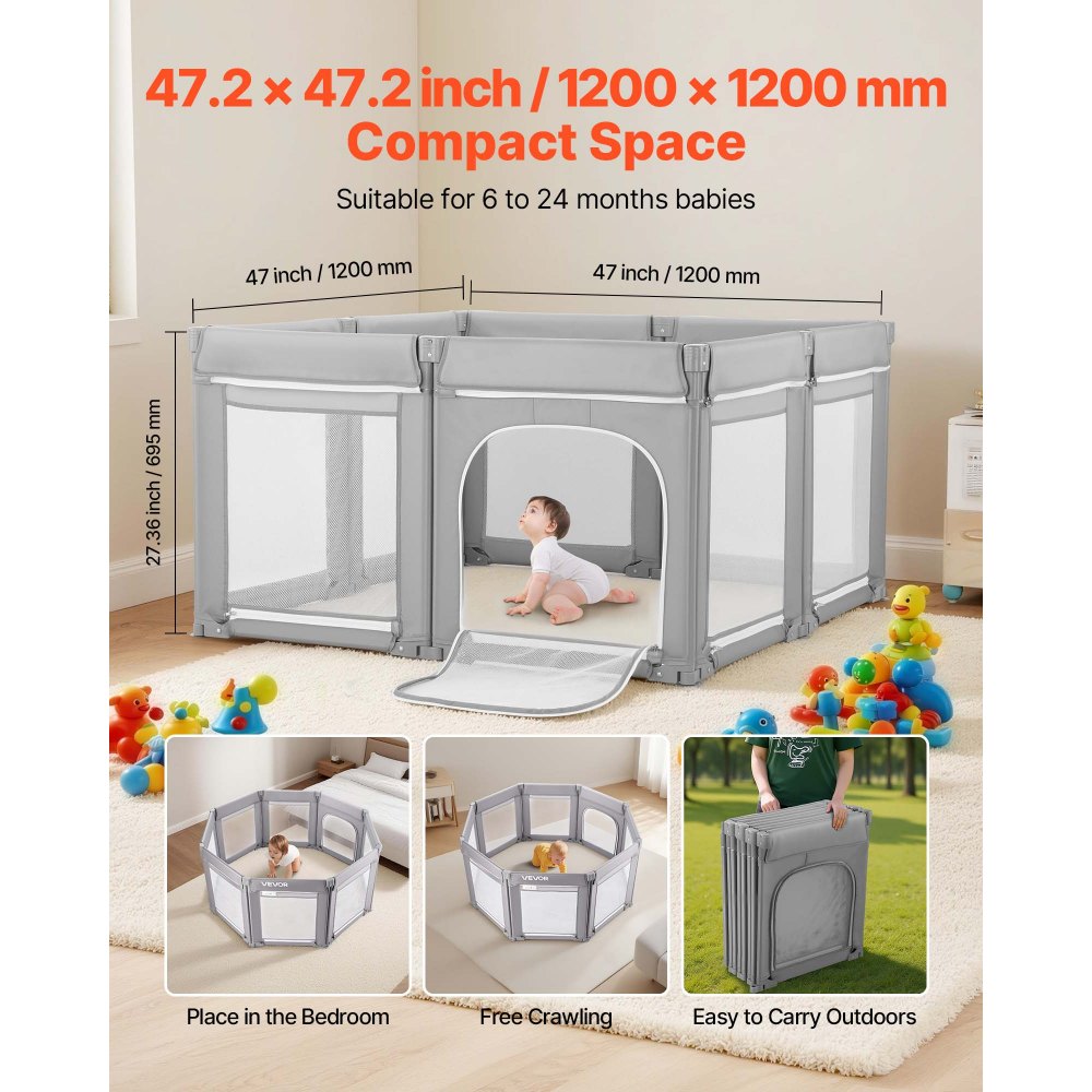 Παιδικό Πάρκο VEVOR, Πτυσσόμενο Πάρκο για Νήπια 1200 x 1200 χιλ., Εσωτερική/Εξωτερική Παιδική Κήπος με Φερμουάρ & Μαλακό Αναπνεύσιμο Δίχτυ, Κέντρο Δραστηριοτήτων Χωρίς Κενά για Νήπια 6 - 24 Μηνών Παιδικό Πάρκο VEVOR, Πτυσσόμενο Πάρκο για Νήπια 1200 x 1200 χιλ., Εσωτερική/Εξωτερική Παιδική Κήπος με Φερμουάρ & Μαλακό Αναπνεύσιμο Δίχτυ, Κέντρο Δραστηριοτήτων Χωρίς Κενά για Νήπια 6 - 24 Μηνών