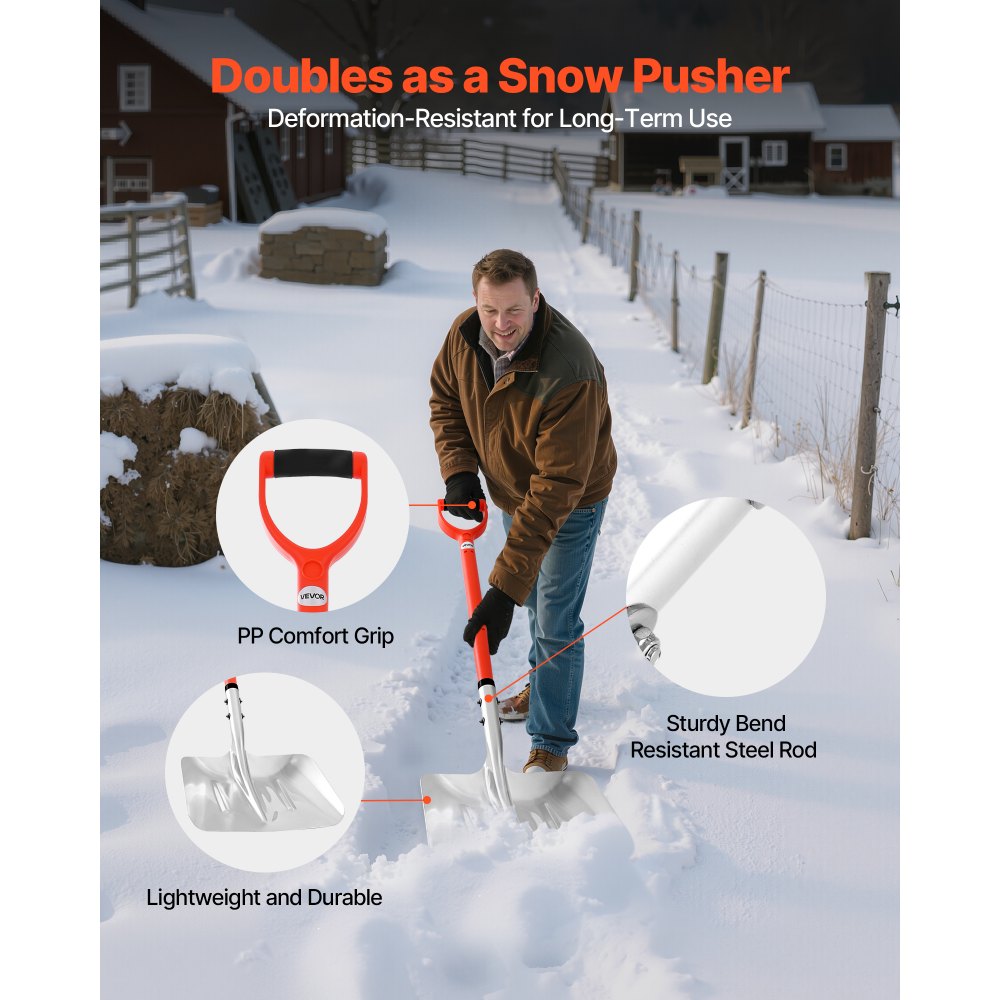 Φτυάρι χιονιού VEVOR για δρόμο, Φτυάρι χιονιού από κράμα αλουμινίου πλάτους 35 cm με λαβές σε σχήμα D, Φτυάρια εκχιονιστικού μεγάλης χωρητικότητας, Εργαλείο αφαίρεσης ελαφρού χιονιού για κήπο, αυτοκίνητο, κάμπινγκ Φτυάρι χιονιού VEVOR για δρόμο, Φτυάρι χιονιού από κράμα αλουμινίου πλάτους 35 cm με λαβές σε σχήμα D, Φτυάρια εκχιονιστικού μεγάλης χωρητικότητας, Εργαλείο αφαίρεσης ελαφρού χιονιού για κήπο, αυτοκίνητο, κάμπινγκ