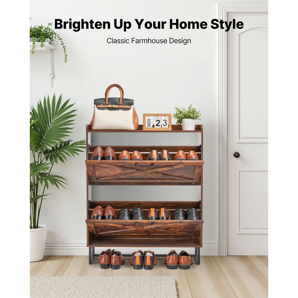 Παπουτσοθήκη VEVOR με 2 αναδιπλούμενα συρτάρια, Ντουλάπι αποθήκευσης παπουτσιών αγροτικού τύπου με μεταλλικά πόδια και συσκευή κατά της ανατροπής, Ανεξάρτητη οργάνωση παπουτσιών ιδανική για είσοδο, διάδρομο, υπνοδωμάτιο, σαλόνι, καφέ Παπουτσοθήκη VEVOR με 2 αναδιπλούμενα συρτάρια, Ντουλάπι αποθήκευσης παπουτσιών αγροτικού τύπου με μεταλλικά πόδια και συσκευή κατά της ανατροπής, Ανεξάρτητη οργάνωση παπουτσιών ιδανική για είσοδο, διάδρομο, υπνοδωμάτιο, σαλόνι, καφέ