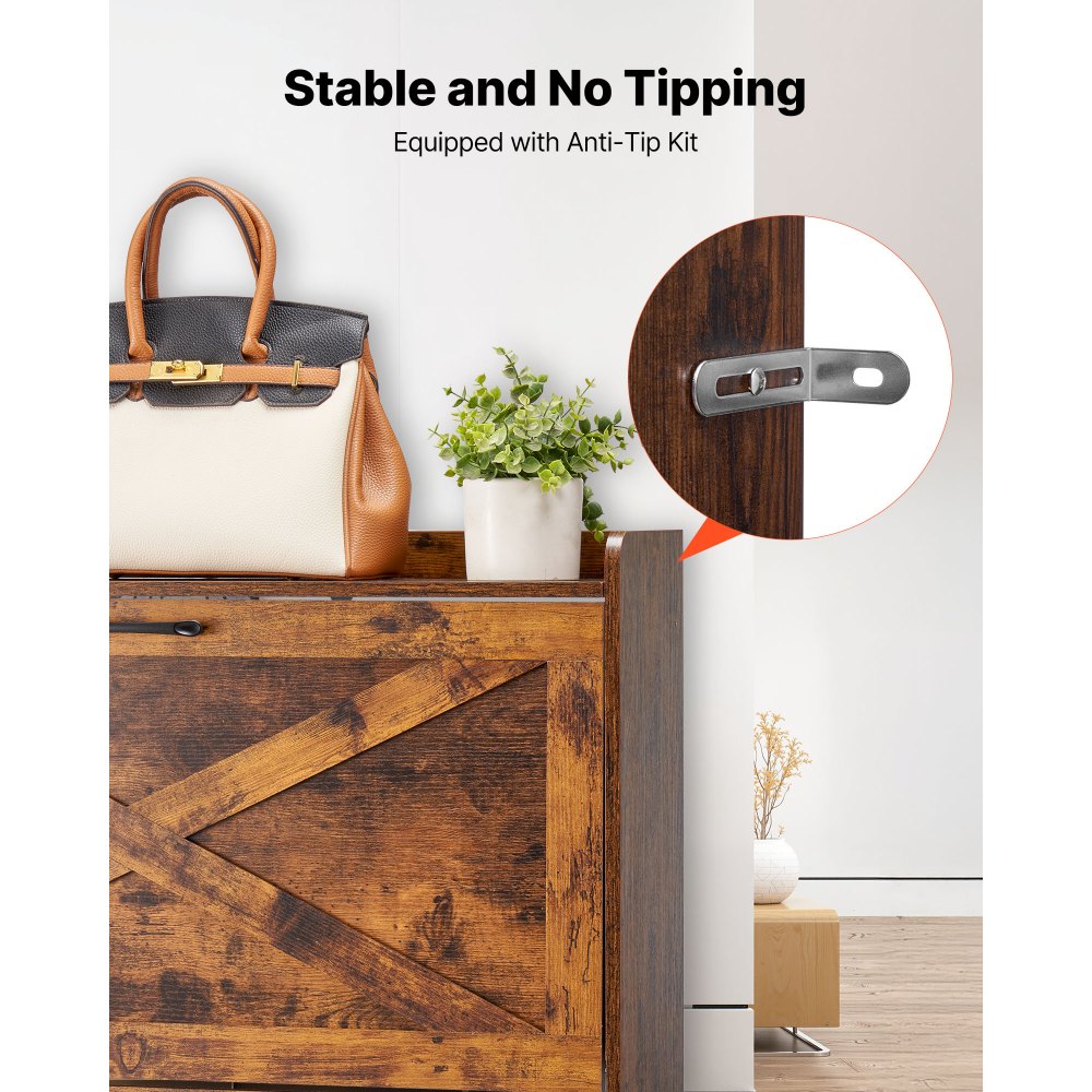 Παπουτσοθήκη VEVOR με 2 αναδιπλούμενα συρτάρια, Ντουλάπι αποθήκευσης παπουτσιών αγροτικού τύπου με μεταλλικά πόδια και συσκευή κατά της ανατροπής, Ανεξάρτητη οργάνωση παπουτσιών ιδανική για είσοδο, διάδρομο, υπνοδωμάτιο, σαλόνι, καφέ Παπουτσοθήκη VEVOR με 2 αναδιπλούμενα συρτάρια, Ντουλάπι αποθήκευσης παπουτσιών αγροτικού τύπου με μεταλλικά πόδια και συσκευή κατά της ανατροπής, Ανεξάρτητη οργάνωση παπουτσιών ιδανική για είσοδο, διάδρομο, υπνοδωμάτιο, σαλόνι, καφέ