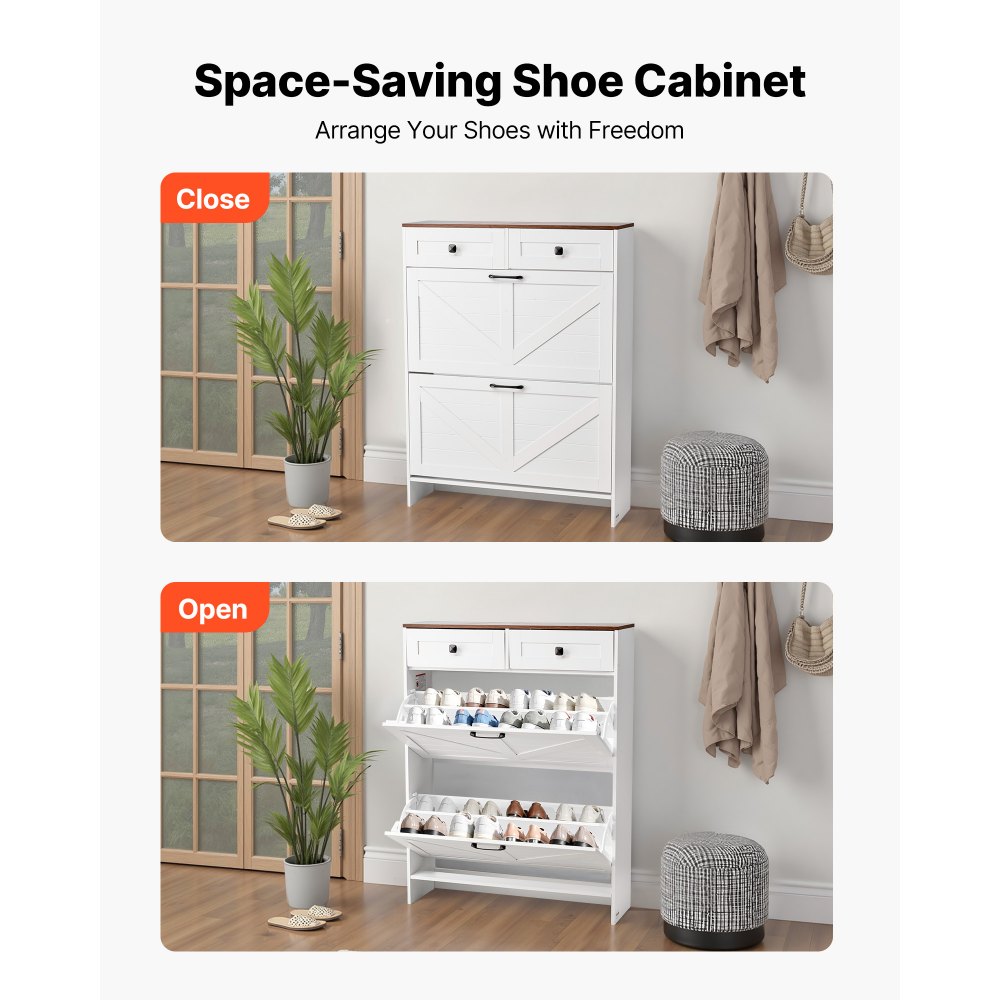 Παπουτσοθήκη VEVOR με 2 αναδιπλούμενα συρτάρια, Ντουλάπι αποθήκευσης παπουτσιών αγροτικού τύπου με 2 συρτάρια και συσκευή κατά της ανατροπής, Ανεξάρτητη οργάνωση παπουτσιών ιδανική για είσοδο, διάδρομο, υπνοδωμάτιο, σαλόνι, λευκό Παπουτσοθήκη VEVOR με 2 αναδιπλούμενα συρτάρια, Ντουλάπι αποθήκευσης παπουτσιών αγροτικού τύπου με 2 συρτάρια και συσκευή κατά της ανατροπής, Ανεξάρτητη οργάνωση παπουτσιών ιδανική για είσοδο, διάδρομο, υπνοδωμάτιο, σαλόνι, λευκό