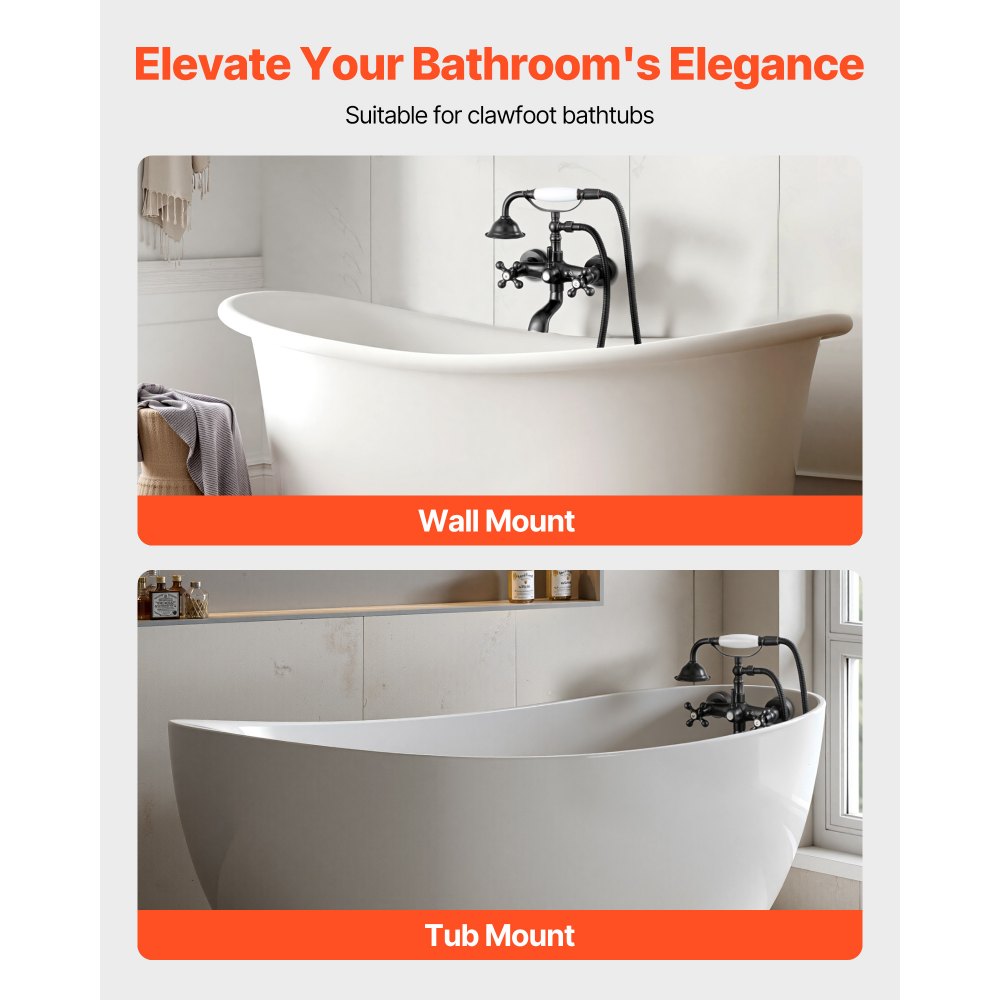 Βρύση μπανιέρας VEVOR με ποδαράκι, Επιτοίχιες βρύσες μπανιέρας με χειροκίνητο ντους, Vintage κιτ ντους με μπρούντζινο βερνίκι λαδιού και γέμιση μπανιέρας με ποδαράκι, ρυθμιζόμενους βραχίονες περιστροφής και στόμιο περιστροφής 360° για μπανιέρες Βρύση μπανιέρας VEVOR με ποδαράκι, Επιτοίχιες βρύσες μπανιέρας με χειροκίνητο ντους, Vintage κιτ ντους με μπρούντζινο βερνίκι λαδιού και γέμιση μπανιέρας με ποδαράκι, ρυθμιζόμενους βραχίονες περιστροφής και στόμιο περιστροφής 360° για μπανιέρες