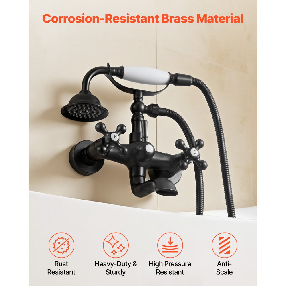 Βρύση μπανιέρας VEVOR με ποδαράκι, Επιτοίχιες βρύσες μπανιέρας με χειροκίνητο ντους, Vintage κιτ ντους με μπρούντζινο βερνίκι λαδιού και γέμιση μπανιέρας με ποδαράκι, ρυθμιζόμενους βραχίονες περιστροφής και στόμιο περιστροφής 360° για μπανιέρες Βρύση μπανιέρας VEVOR με ποδαράκι, Επιτοίχιες βρύσες μπανιέρας με χειροκίνητο ντους, Vintage κιτ ντους με μπρούντζινο βερνίκι λαδιού και γέμιση μπανιέρας με ποδαράκι, ρυθμιζόμενους βραχίονες περιστροφής και στόμιο περιστροφής 360° για μπανιέρες