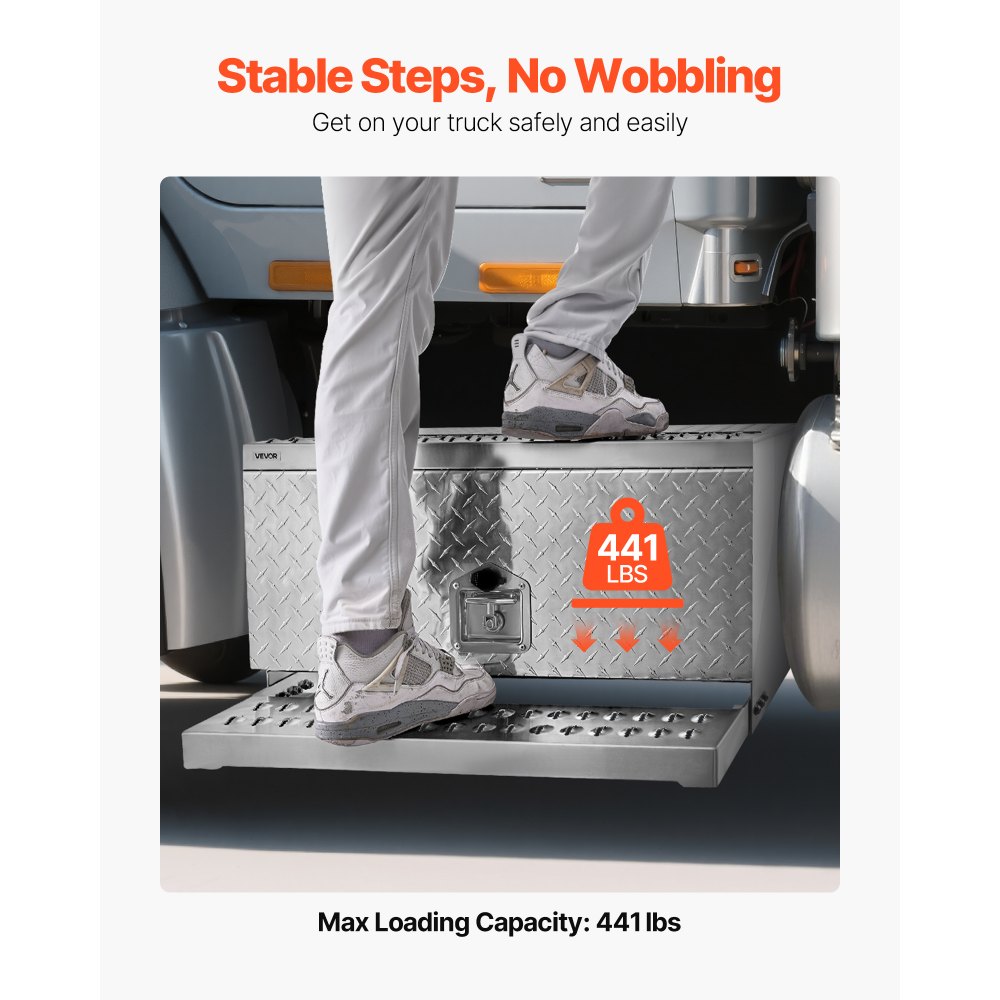 Εργαλειοθήκη σκαλοπατιών VEVOR για ημιφορτηγά, Εργαλειοθήκη βαρέως τύπου αλουμινίου με διαμαντένια πλάκα 760 x 750 x 400 mm, Αδιάβροχο κουτί αποθήκευσης σκαλοπατιών εισόδου καμπίνας με κλειδαριά λαβής T και κλειδιά για φορτηγά με επίπεδη πλατφόρμα, γερανούς και ημιφορτηγά Εργαλειοθήκη σκαλοπατιών VEVOR για ημιφορτηγά, Εργαλειοθήκη βαρέως τύπου αλουμινίου με διαμαντένια πλάκα 760 x 750 x 400 mm, Αδιάβροχο κουτί αποθήκευσης σκαλοπατιών εισόδου καμπίνας με κλειδαριά λαβής T και κλειδιά για φορτηγά με επίπεδη πλατφόρμα, γερανούς και ημιφορτηγά