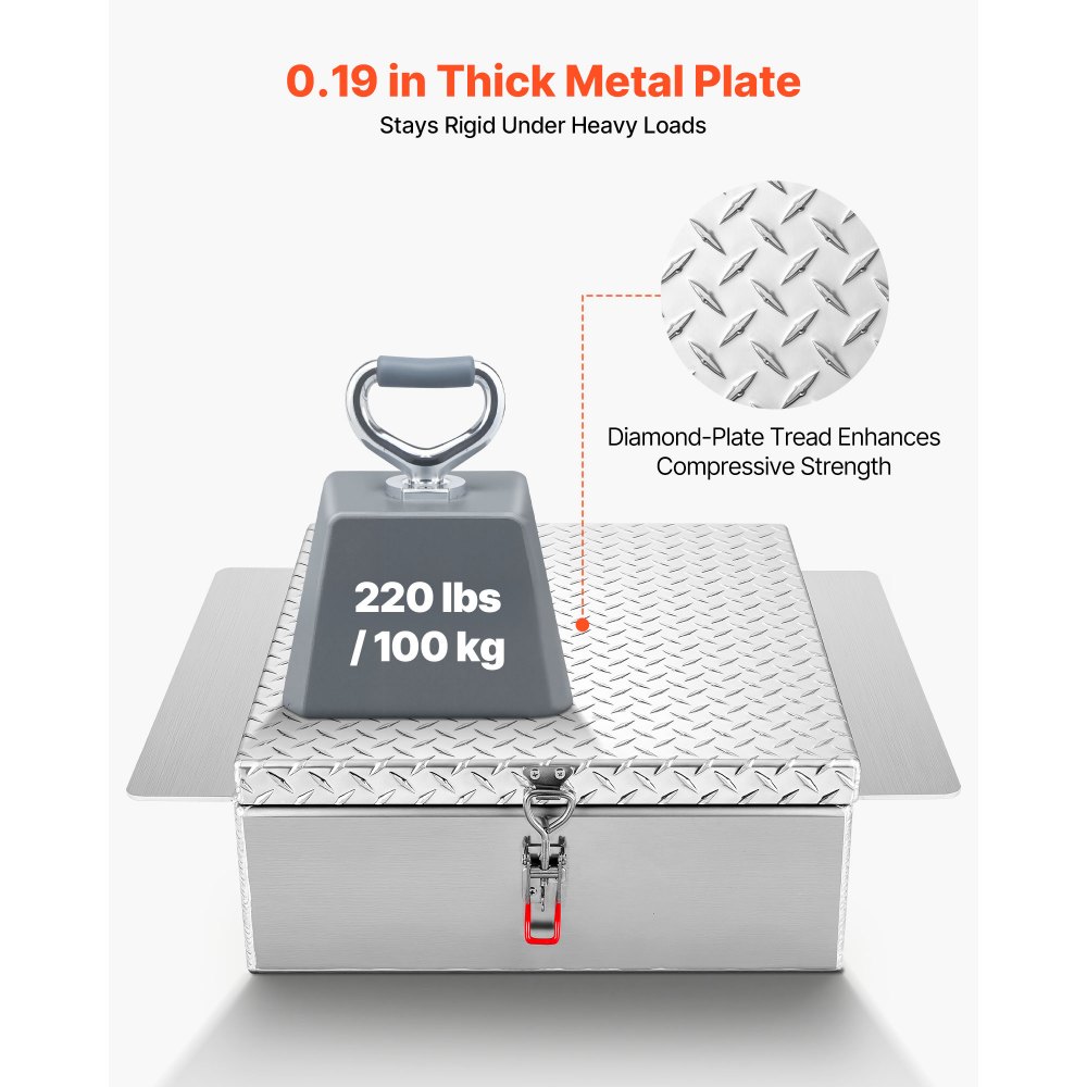 Εργαλειοθήκη VEVOR για καρότσα φορτηγού, βαρέως τύπου κουτί εργαλείων αλουμινίου με πλάκα διαμαντιών, κουτί αποθήκευσης με θήκη εργαλείων που υποστηρίζει έως και 100 kg, ιδανικό για φορτηγό, καρότσα φορτηγού, τροχόσπιτο, ρυμουλκούμενο, 770 x 610 x 230 mm, ασημί Εργαλειοθήκη VEVOR για καρότσα φορτηγού, βαρέως τύπου κουτί εργαλείων αλουμινίου με πλάκα διαμαντιών, κουτί αποθήκευσης με θήκη εργαλείων που υποστηρίζει έως και 100 kg, ιδανικό για φορτηγό, καρότσα φορτηγού, τροχόσπιτο, ρυμουλκούμενο, 770 x 610 x 230 mm, ασημί