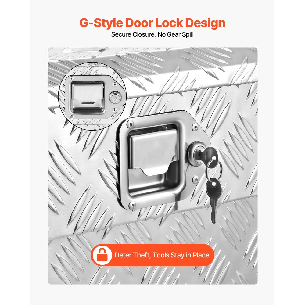 Εργαλειοθήκη καρότσας φορτηγού VEVOR, βαρέως τύπου κουτί εργαλείων αλουμινίου με σχέδια πέλματος, οργάνωση μπαούλου αποθήκευσης με κλειδαριά και κλειδί, ιδανική για φορτηγό, καρότσα φορτηγού, τροχόσπιτο, ρυμουλκούμενο, 864 x 305 x 390 mm, ασημί Εργαλειοθήκη καρότσας φορτηγού VEVOR, βαρέως τύπου κουτί εργαλείων αλουμινίου με σχέδια πέλματος, οργάνωση μπαούλου αποθήκευσης με κλειδαριά και κλειδί, ιδανική για φορτηγό, καρότσα φορτηγού, τροχόσπιτο, ρυμουλκούμενο, 864 x 305 x 390 mm, ασημί