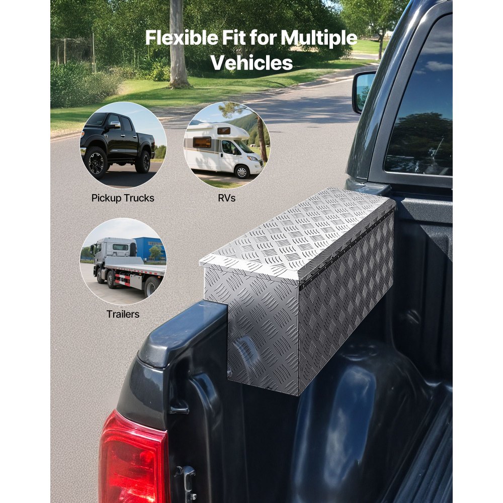 Εργαλειοθήκη καρότσας φορτηγού VEVOR, βαρέως τύπου κουτί εργαλείων αλουμινίου με σχέδια πέλματος, οργάνωση μπαούλου αποθήκευσης με κλειδαριά και κλειδί, ιδανική για φορτηγό, καρότσα φορτηγού, τροχόσπιτο, ρυμουλκούμενο, 864 x 305 x 390 mm, ασημί Εργαλειοθήκη καρότσας φορτηγού VEVOR, βαρέως τύπου κουτί εργαλείων αλουμινίου με σχέδια πέλματος, οργάνωση μπαούλου αποθήκευσης με κλειδαριά και κλειδί, ιδανική για φορτηγό, καρότσα φορτηγού, τροχόσπιτο, ρυμουλκούμενο, 864 x 305 x 390 mm, ασημί