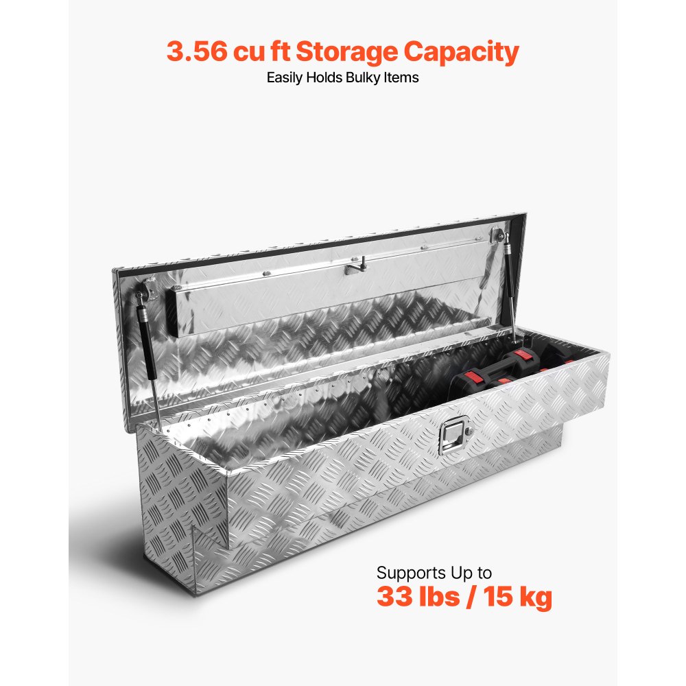 Εργαλειοθήκη καρότσας φορτηγού VEVOR, βαρέως τύπου κουτί εργαλείων αλουμινίου με σχέδια πέλματος, οργάνωση μπαούλου αποθήκευσης με κλειδαριά και κλειδί, ιδανική για φορτηγό, καρότσα φορτηγού, τροχόσπιτο, ρυμουλκούμενο, 1219 x 340 x 330 mm, ασημί Εργαλειοθήκη καρότσας φορτηγού VEVOR, βαρέως τύπου κουτί εργαλείων αλουμινίου με σχέδια πέλματος, οργάνωση μπαούλου αποθήκευσης με κλειδαριά και κλειδί, ιδανική για φορτηγό, καρότσα φορτηγού, τροχόσπιτο, ρυμουλκούμενο, 1219 x 340 x 330 mm, ασημί