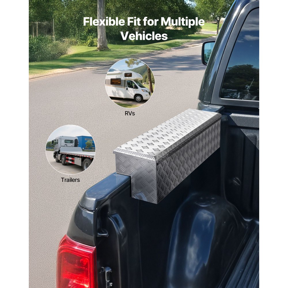 Εργαλειοθήκη καρότσας φορτηγού VEVOR, βαρέως τύπου κουτί εργαλείων αλουμινίου με σχέδια πέλματος, οργάνωση μπαούλου αποθήκευσης με κλειδαριά και κλειδί, ιδανική για φορτηγό, καρότσα φορτηγού, τροχόσπιτο, ρυμουλκούμενο, 1219 x 340 x 330 mm, ασημί Εργαλειοθήκη καρότσας φορτηγού VEVOR, βαρέως τύπου κουτί εργαλείων αλουμινίου με σχέδια πέλματος, οργάνωση μπαούλου αποθήκευσης με κλειδαριά και κλειδί, ιδανική για φορτηγό, καρότσα φορτηγού, τροχόσπιτο, ρυμουλκούμενο, 1219 x 340 x 330 mm, ασημί