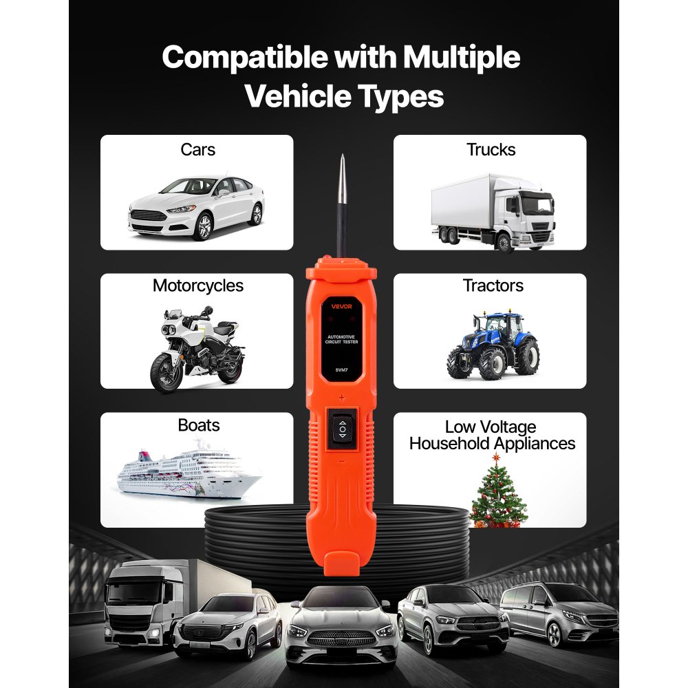 Δοκιμαστής κυκλώματος αυτοκινήτου VEVOR, Δοκιμαστής κυκλώματος ισχύος DCV 6 - 36 με φωτισμό, Δοκιμαστής ισχύος αυτοκινήτου με καλώδιο 13 ft / 4 m, Ανιχνευτής καλωδίων ABS Shell για Sedan, SUV, RV, φορτηγό Δοκιμαστής κυκλώματος αυτοκινήτου VEVOR, Δοκιμαστής κυκλώματος ισχύος DCV 6 - 36 με φωτισμό, Δοκιμαστής ισχύος αυτοκινήτου με καλώδιο 13 ft / 4 m, Ανιχνευτής καλωδίων ABS Shell για Sedan, SUV, RV, φορτηγό
