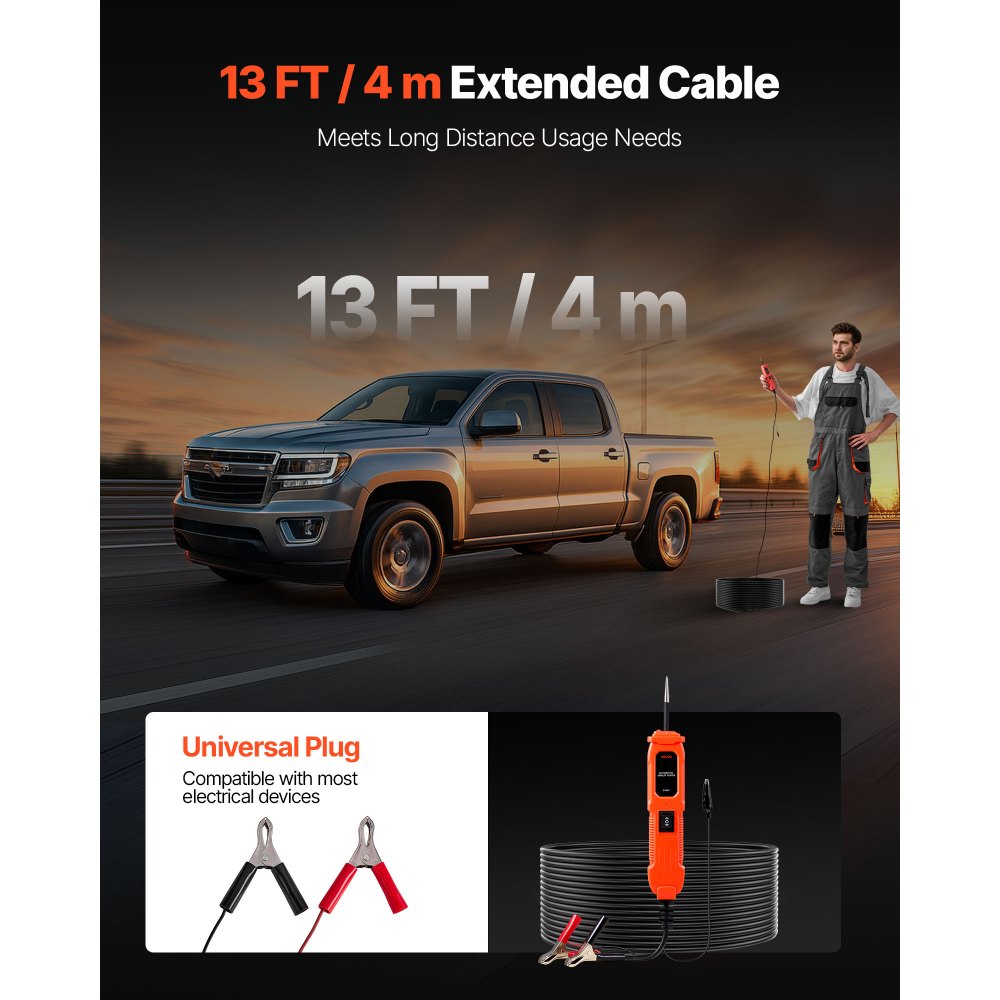 Δοκιμαστής κυκλώματος αυτοκινήτου VEVOR, Δοκιμαστής κυκλώματος ισχύος DCV 6 - 36 με φωτισμό, Δοκιμαστής ισχύος αυτοκινήτου με καλώδιο 13 ft / 4 m, Ανιχνευτής καλωδίων ABS Shell για Sedan, SUV, RV, φορτηγό Δοκιμαστής κυκλώματος αυτοκινήτου VEVOR, Δοκιμαστής κυκλώματος ισχύος DCV 6 - 36 με φωτισμό, Δοκιμαστής ισχύος αυτοκινήτου με καλώδιο 13 ft / 4 m, Ανιχνευτής καλωδίων ABS Shell για Sedan, SUV, RV, φορτηγό