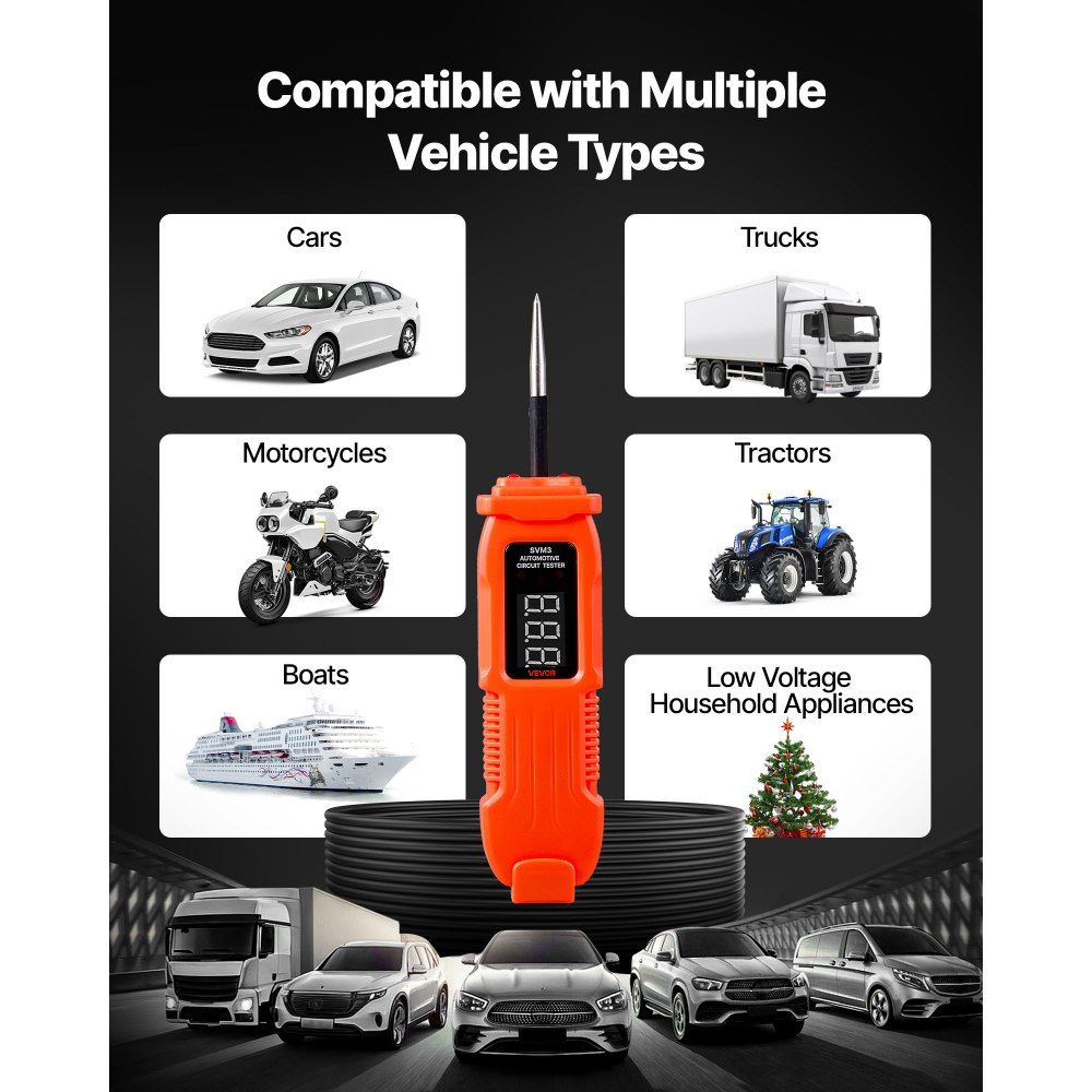 Δοκιμαστής κυκλώματος αυτοκινήτου VEVOR, Δοκιμαστής κυκλώματος ισχύος 3 - 72 DCV με οθόνη LED και φωτισμό, Δοκιμαστής ισχύος αυτοκινήτου με καλώδιο 11,5 ft / 3,5 m, Ηλεκτρικός ανιχνευτής κελύφους ABS Δοκιμαστής κυκλώματος αυτοκινήτου VEVOR, Δοκιμαστής κυκλώματος ισχύος 3 - 72 DCV με οθόνη LED και φωτισμό, Δοκιμαστής ισχύος αυτοκινήτου με καλώδιο 11,5 ft / 3,5 m, Ηλεκτρικός ανιχνευτής κελύφους ABS
