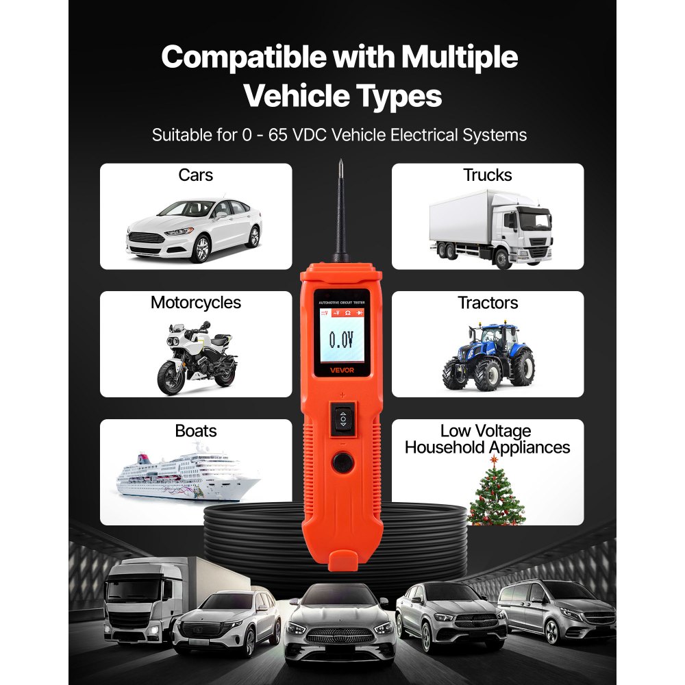 Δοκιμαστής κυκλωμάτων αυτοκινήτου VEVOR, Δοκιμαστής αισθητήρων κυκλωμάτων ισχύος DCV 8 - 35 με έγχρωμη οθόνη TFT και φωτισμό, Δοκιμαστής ισχύος αυτοκινήτου με καλώδιο 13 ft / 4 m, Ηλεκτρικός ανιχνευτής κελύφους ABS Δοκιμαστής κυκλωμάτων αυτοκινήτου VEVOR, Δοκιμαστής αισθητήρων κυκλωμάτων ισχύος DCV 8 - 35 με έγχρωμη οθόνη TFT και φωτισμό, Δοκιμαστής ισχύος αυτοκινήτου με καλώδιο 13 ft / 4 m, Ηλεκτρικός ανιχνευτής κελύφους ABS