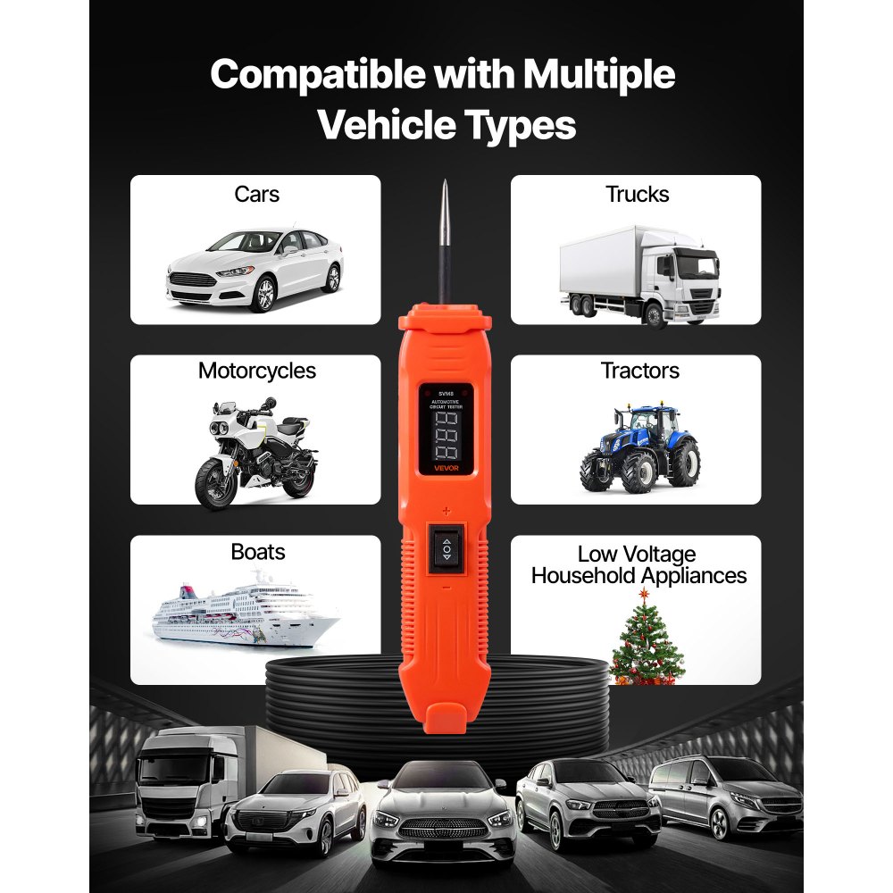 Δοκιμαστής κυκλώματος αυτοκινήτου VEVOR, Δοκιμαστής κυκλώματος ισχύος DCV 6 - 36 με οθόνη LED και φωτισμό, Δοκιμαστής ισχύος αυτοκινήτου με καλώδιο 13 ft / 4 m, Ηλεκτρικός ανιχνευτής κελύφους ABS Δοκιμαστής κυκλώματος αυτοκινήτου VEVOR, Δοκιμαστής κυκλώματος ισχύος DCV 6 - 36 με οθόνη LED και φωτισμό, Δοκιμαστής ισχύος αυτοκινήτου με καλώδιο 13 ft / 4 m, Ηλεκτρικός ανιχνευτής κελύφους ABS